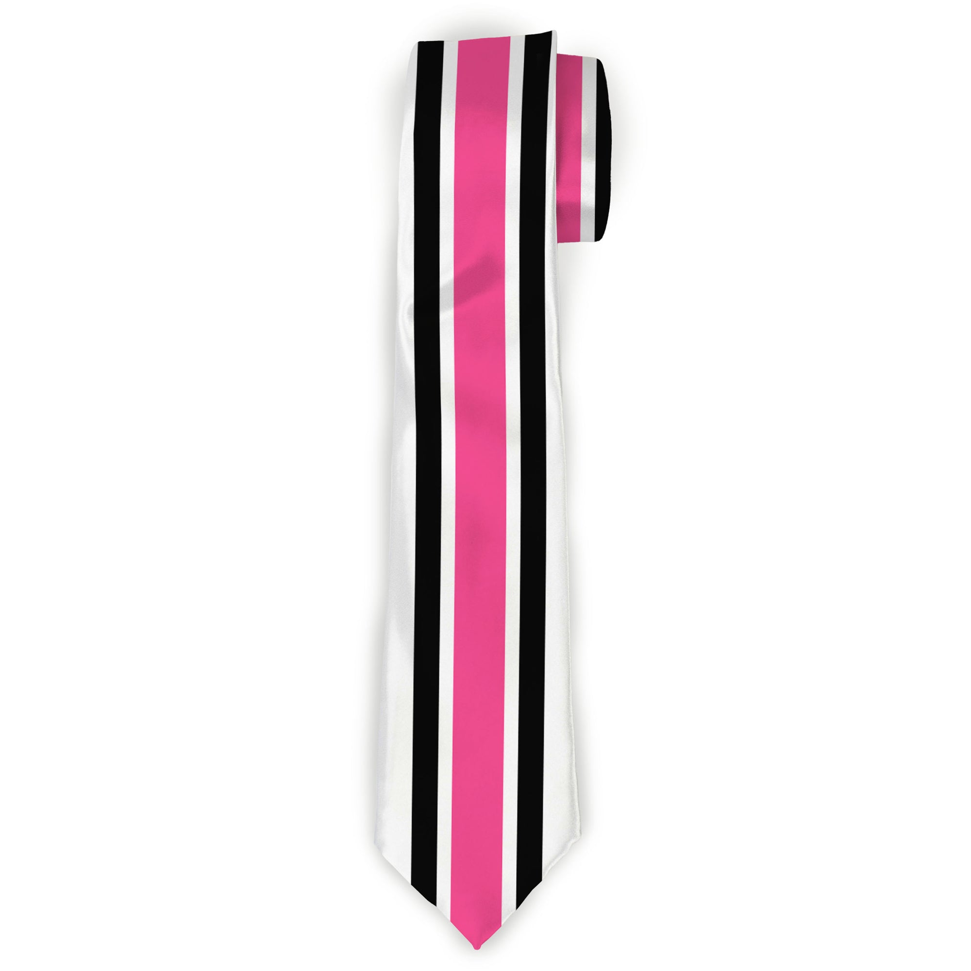 Buckle-Down Necktie - Stripes White/Black/White/Pink Neckties Buckle-Down