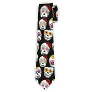 Buckle-Down Necktie - Sugar Skull Outline Black/Multi Color Neckties Buckle-Down