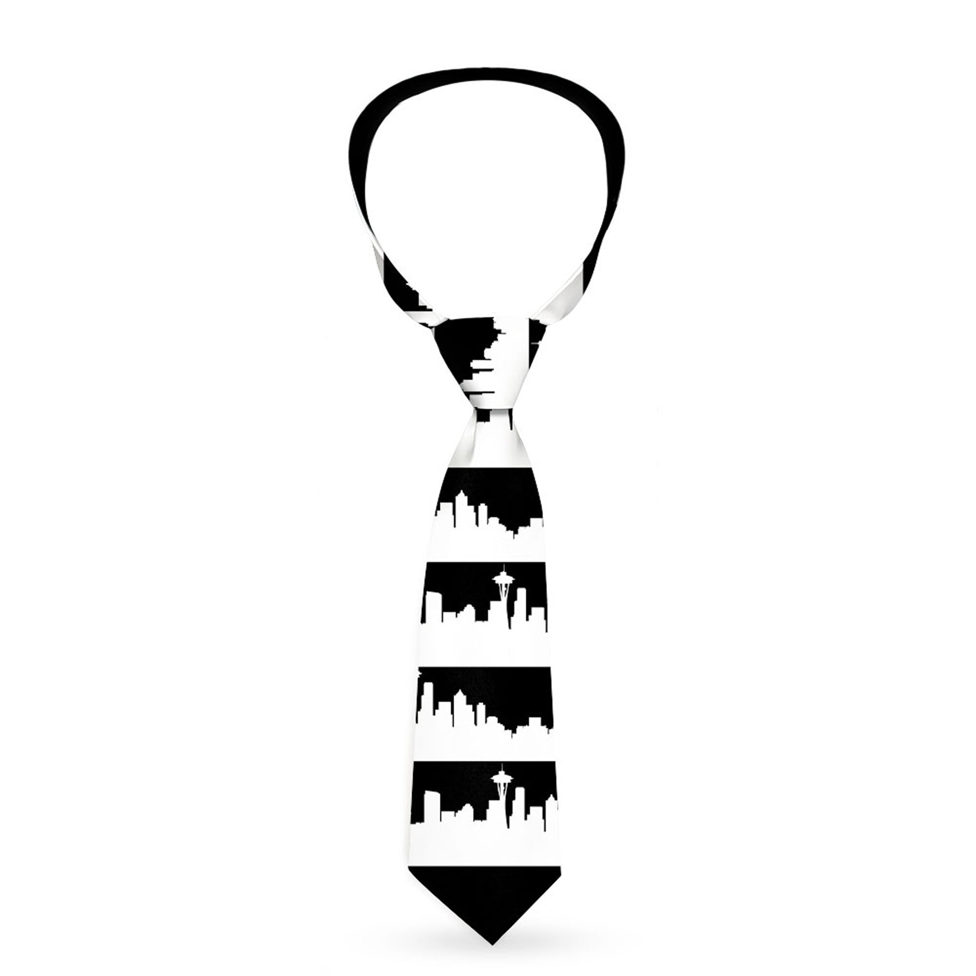 Buckle-Down Necktie - Seattle Solid Skyline Black/White Neckties Buckle-Down