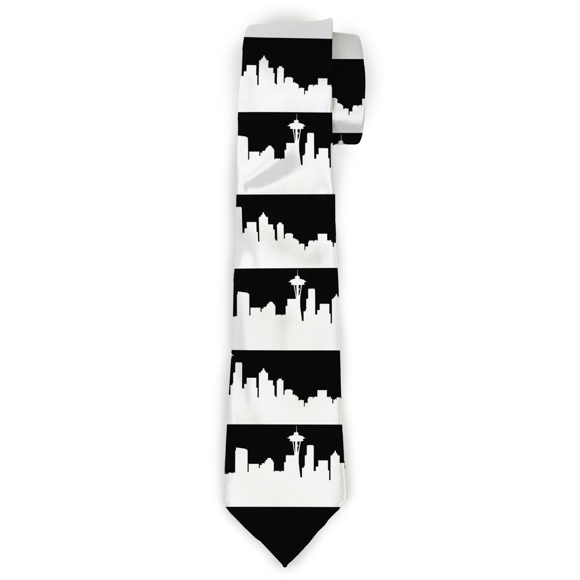 Buckle-Down Necktie - Seattle Solid Skyline Black/White Neckties Buckle-Down