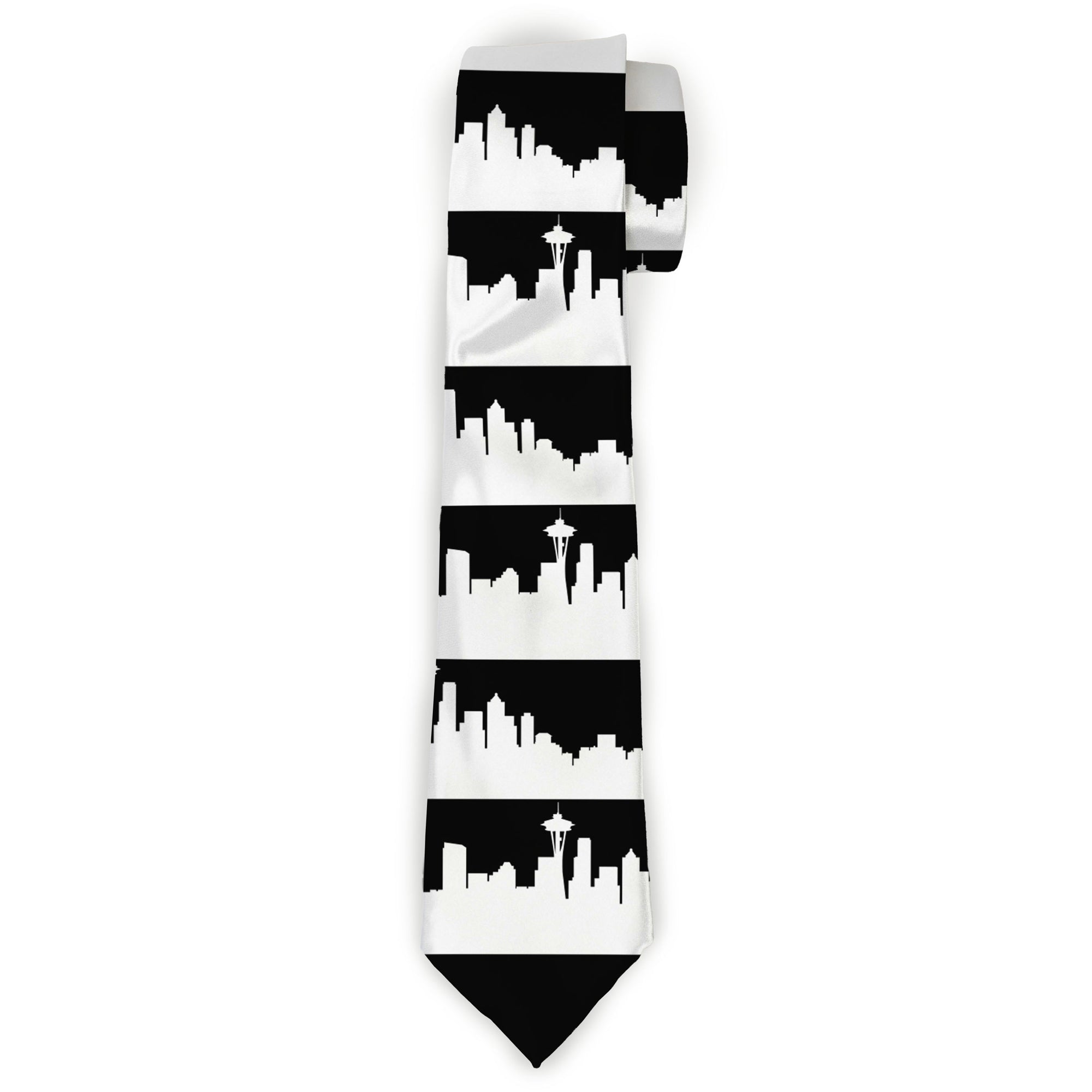 Buckle-Down Necktie - Seattle Solid Skyline Black/White Neckties Buckle-Down
