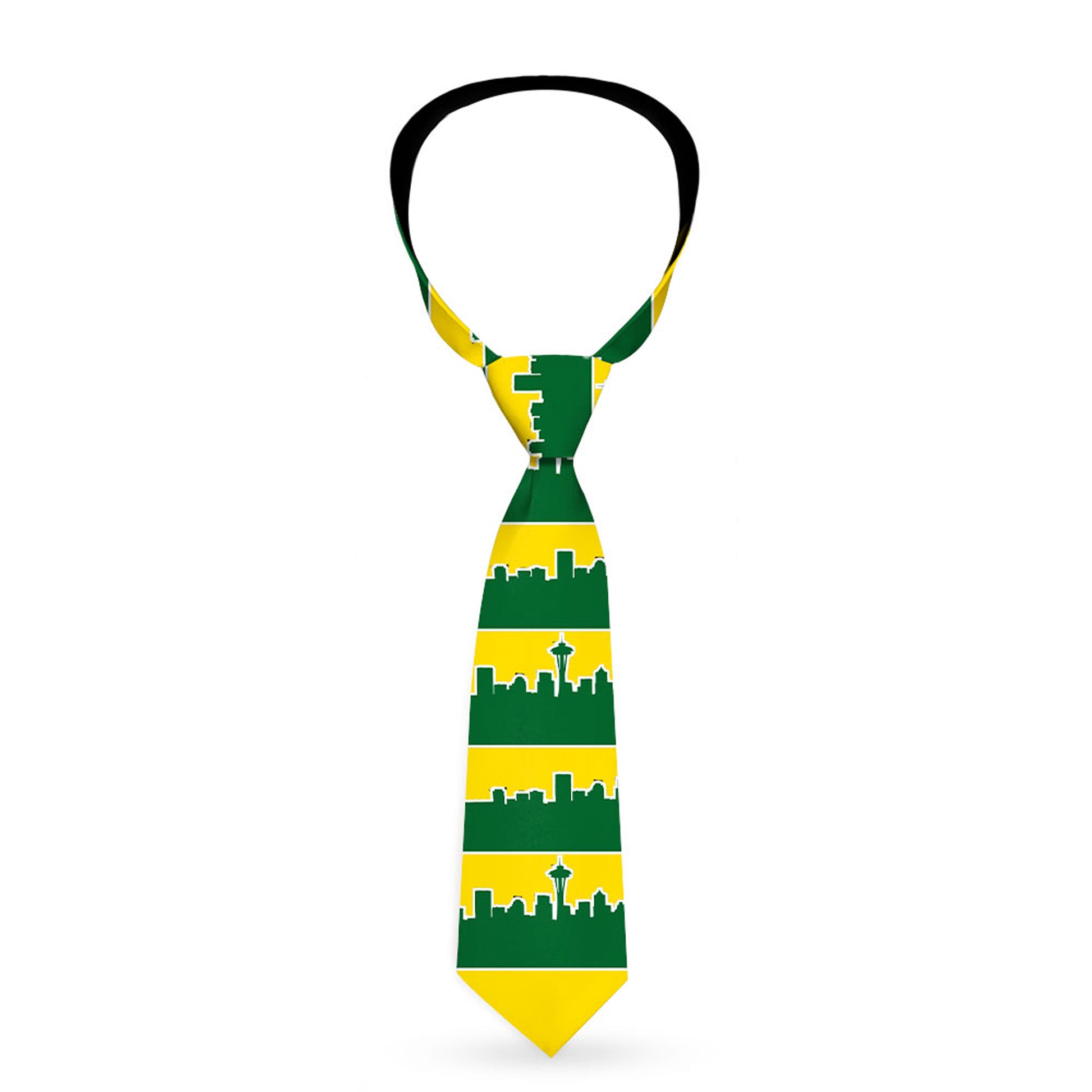 Buckle-Down Necktie - Seattle Skyline Yellow/Emerald Green Neckties Buckle-Down
