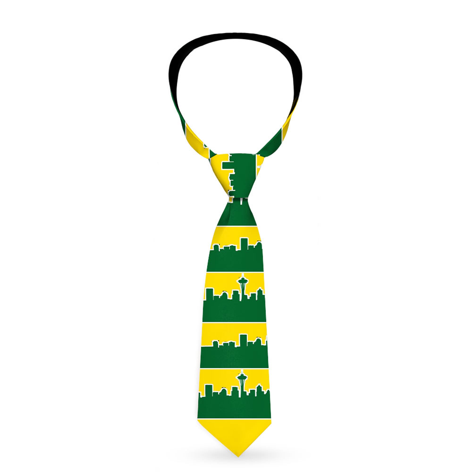 Buckle-Down Necktie - Seattle Skyline Yellow/Emerald Green Neckties Buckle-Down