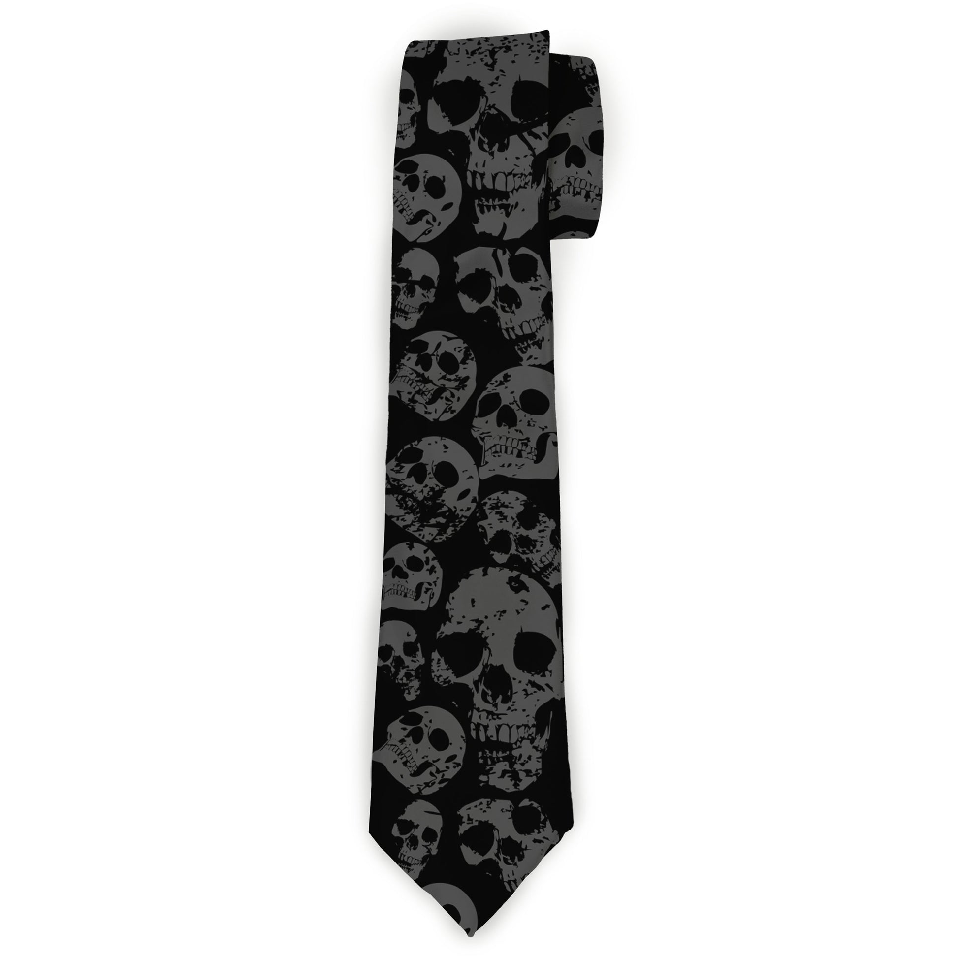 Buckle-Down Necktie - Skulls Stacked Weathered Black/Gray Neckties Buckle-Down