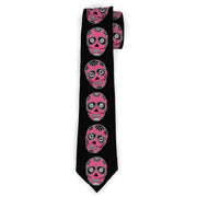Buckle-Down Necktie - Sugar Skulls Black/White/Fuchsia Neckties Buckle-Down