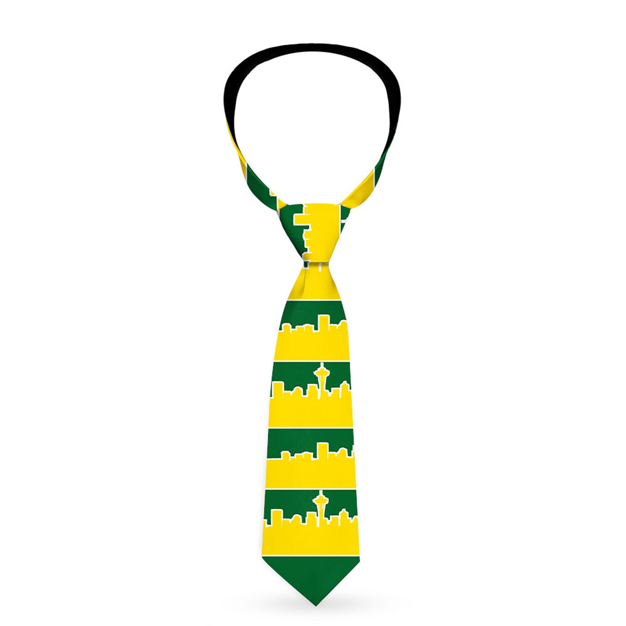 Buckle-Down Necktie - Seattle Skyline Green/Yellow Neckties Buckle-Down