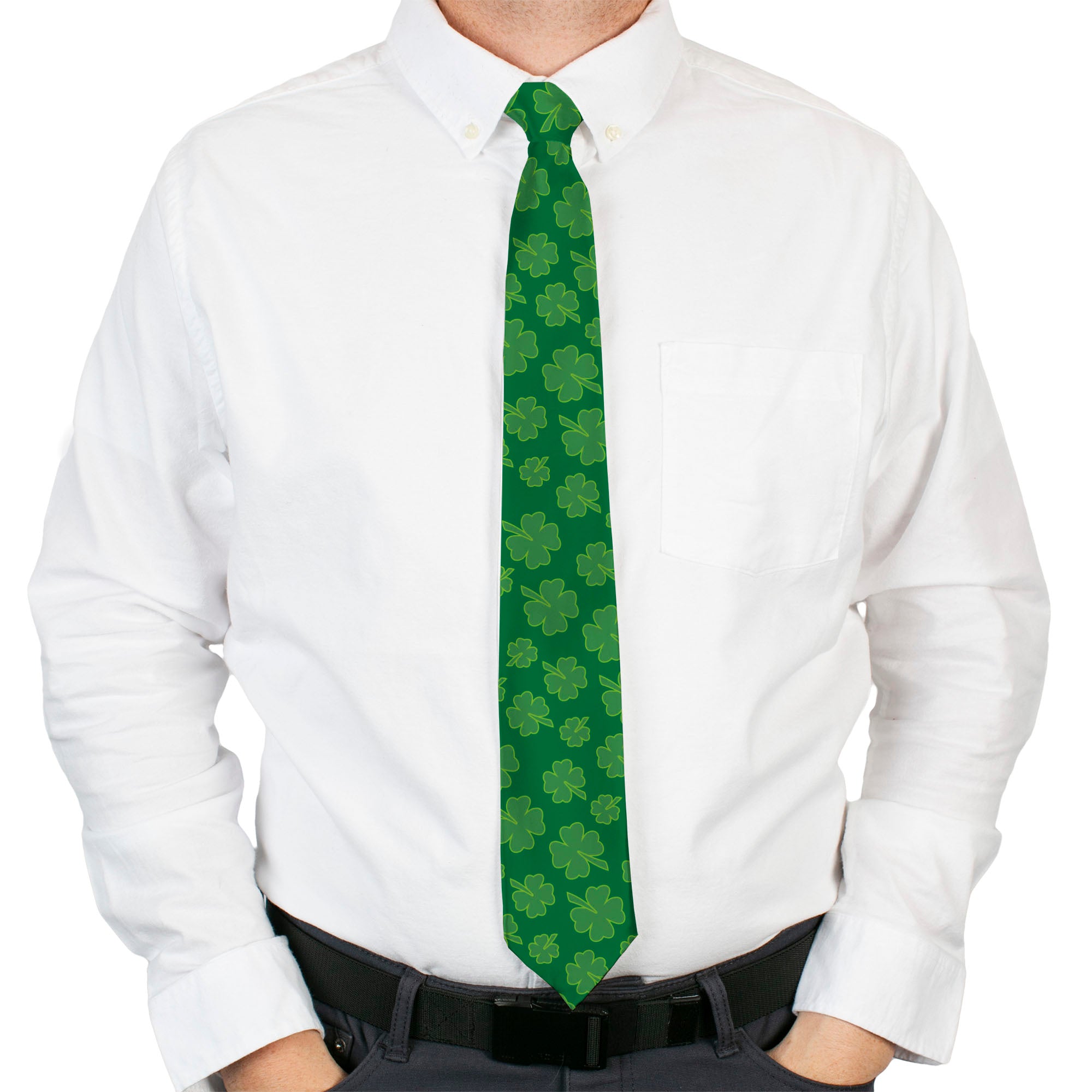 Buckle-Down Necktie - St. Pat's Clovers Scattered Greens Neckties Buckle-Down