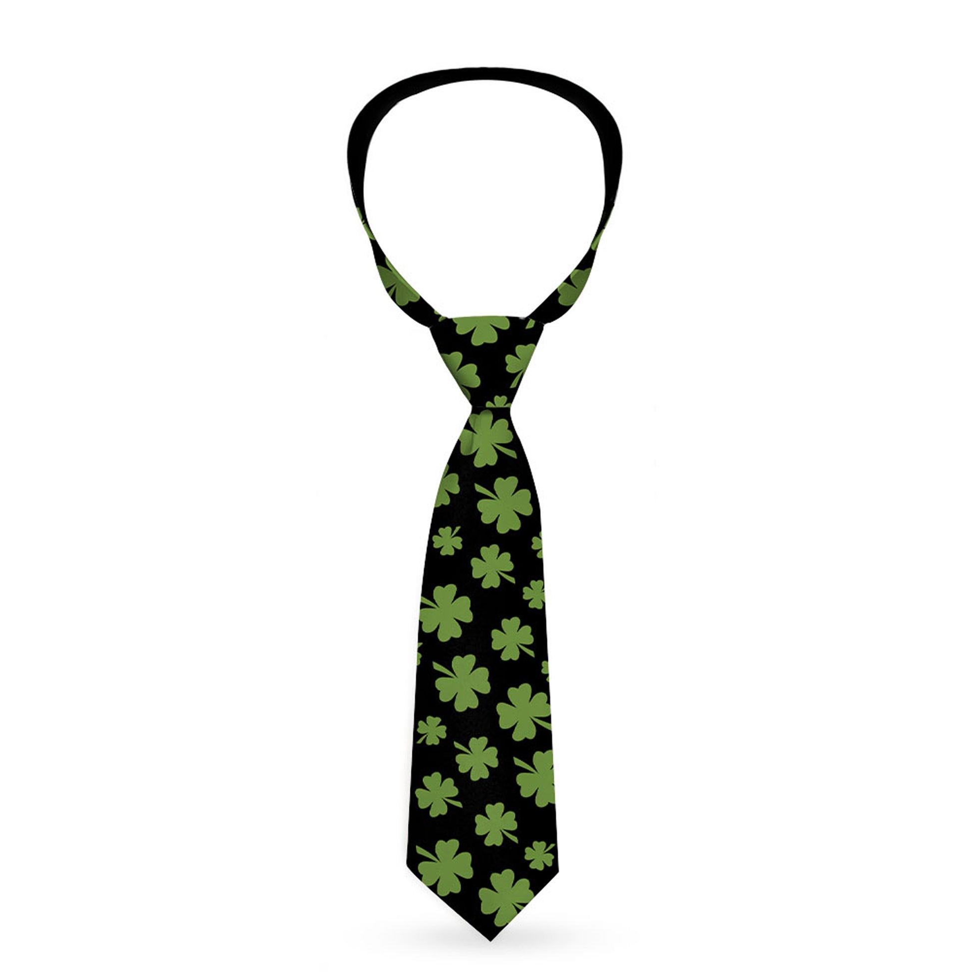 Buckle-Down Necktie - St. Pat's Clovers Scattered Black/Green Neckties Buckle-Down