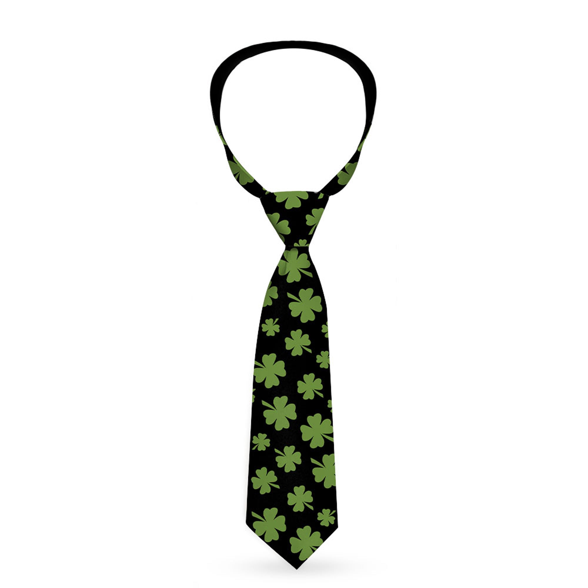 Buckle-Down Necktie - St. Pat's Clovers Scattered Black/Green Neckties Buckle-Down