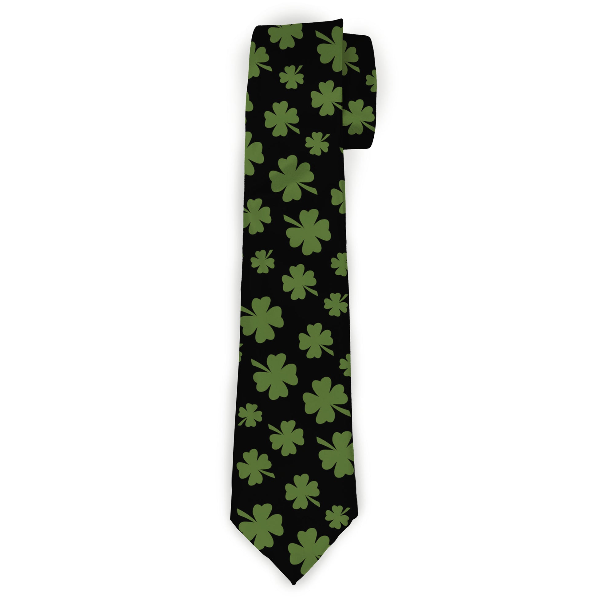 Buckle-Down Necktie - St. Pat's Clovers Scattered Black/Green Neckties Buckle-Down