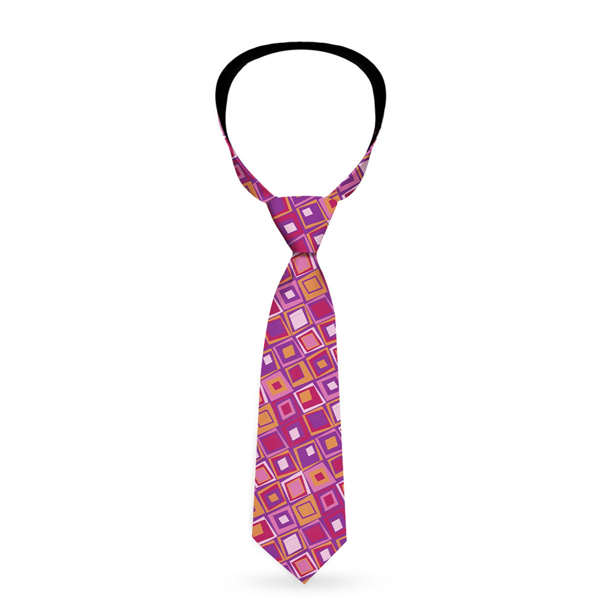 Buckle-Down Necktie - Skewed Squares Stacked Purple/Orange/Pinks Neckties Buckle-Down
