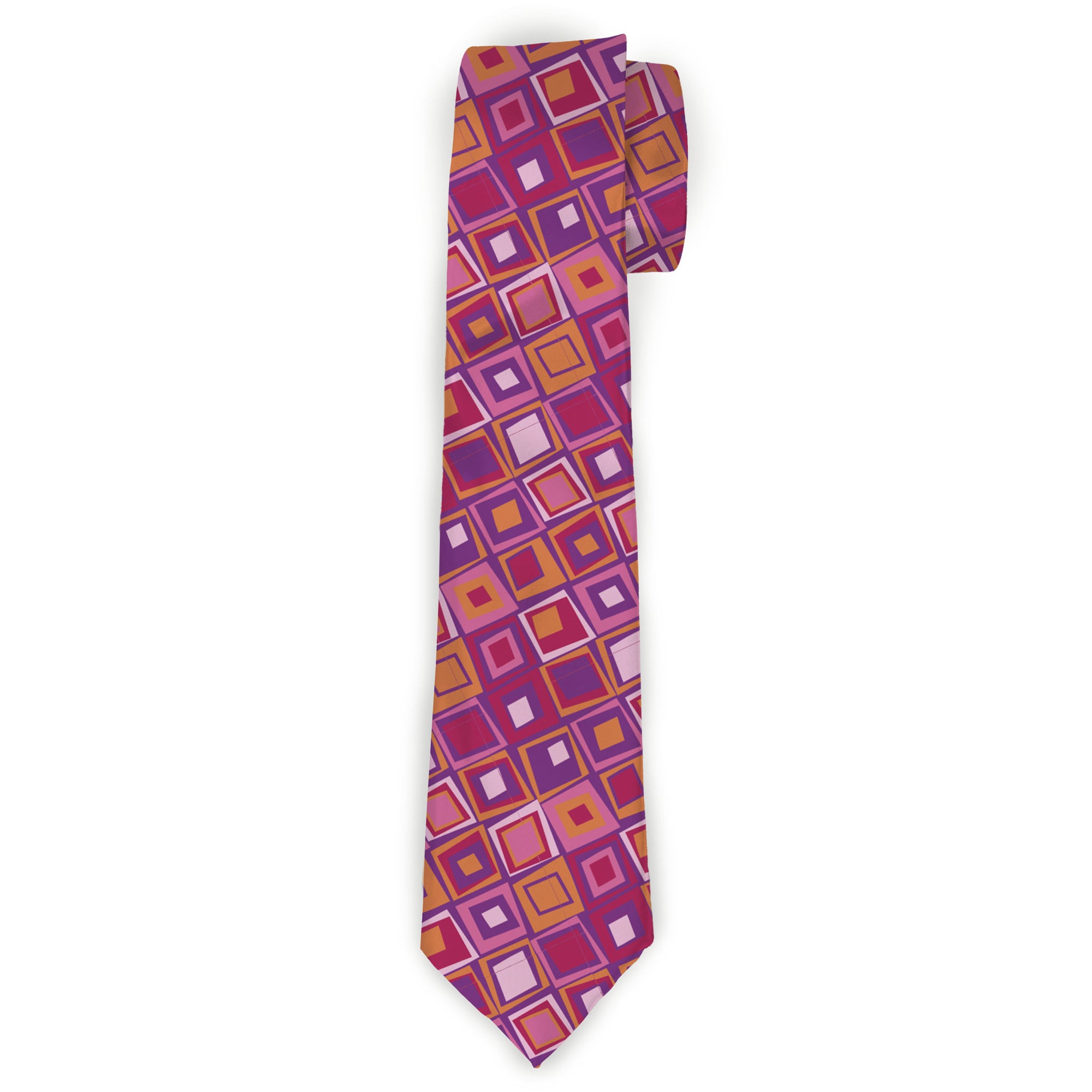 Buckle-Down Necktie - Skewed Squares Stacked Purple/Orange/Pinks Neckties Buckle-Down