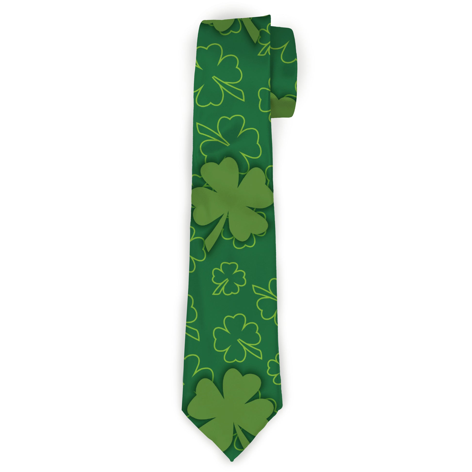 Buckle-Down Necktie - St. Pat's Clovers Scattered2 Outline/Solid Greens Neckties Buckle-Down