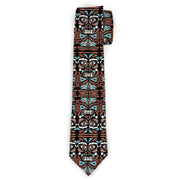 Buckle-Down Necktie - Totem Carvings Black/White/Orange/Turquoise Neckties Buckle-Down