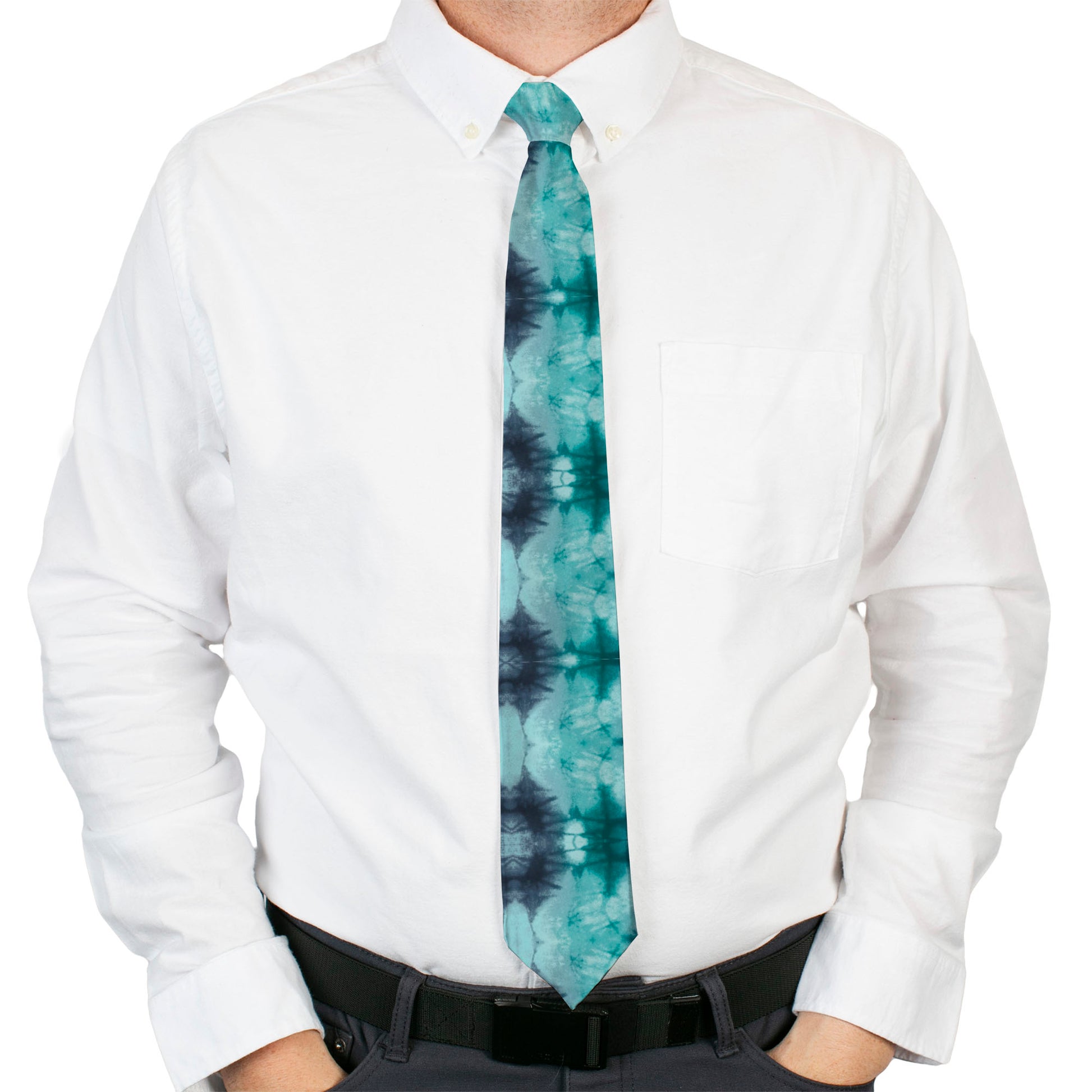 Buckle-Down Necktie - Tie Dye Reflection Turquoise Blues Neckties Buckle-Down