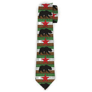Buckle-Down Necktie - Cali Bear Silhouette & Star/CALIFORNIA REPUBLIC Green/White/Brown/Black/Red Neckties Buckle-Down