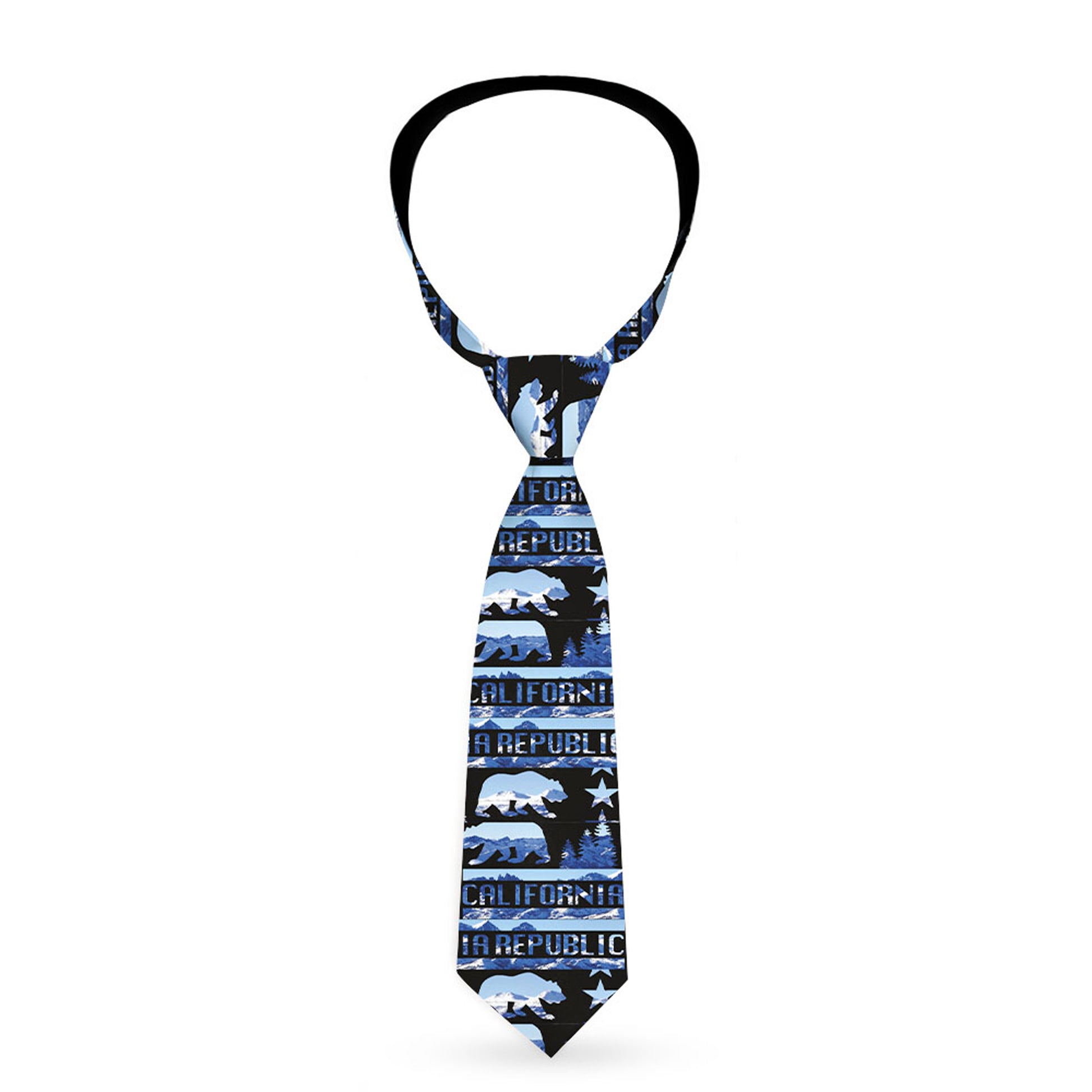Buckle-Down Necktie - CALIFORNIA REPUBLIC/Bear/Stars Silhouette Black/Scenic Mountains Neckties Buckle-Down