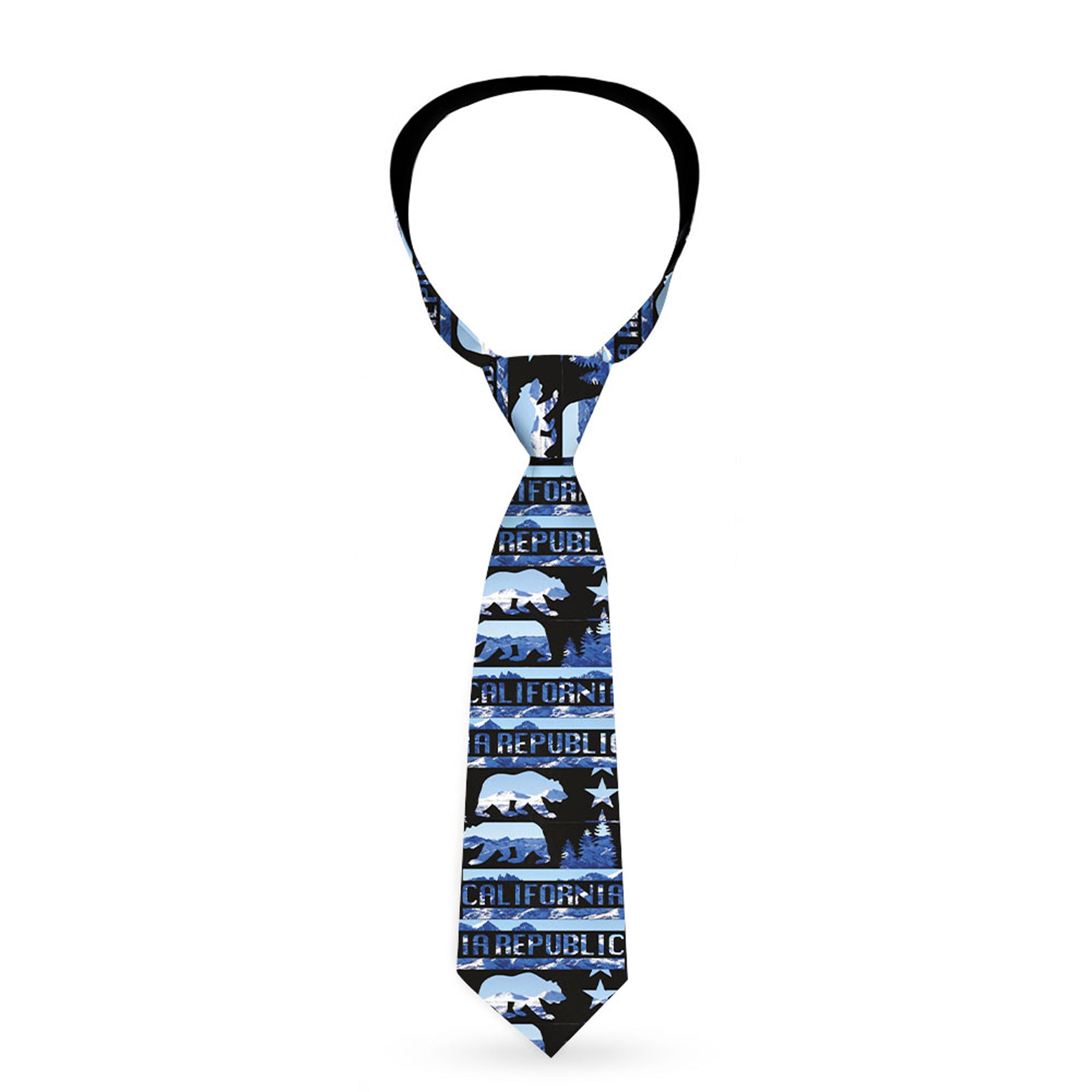 Buckle-Down Necktie - CALIFORNIA REPUBLIC/Bear/Stars Silhouette Black/Scenic Mountains Neckties Buckle-Down