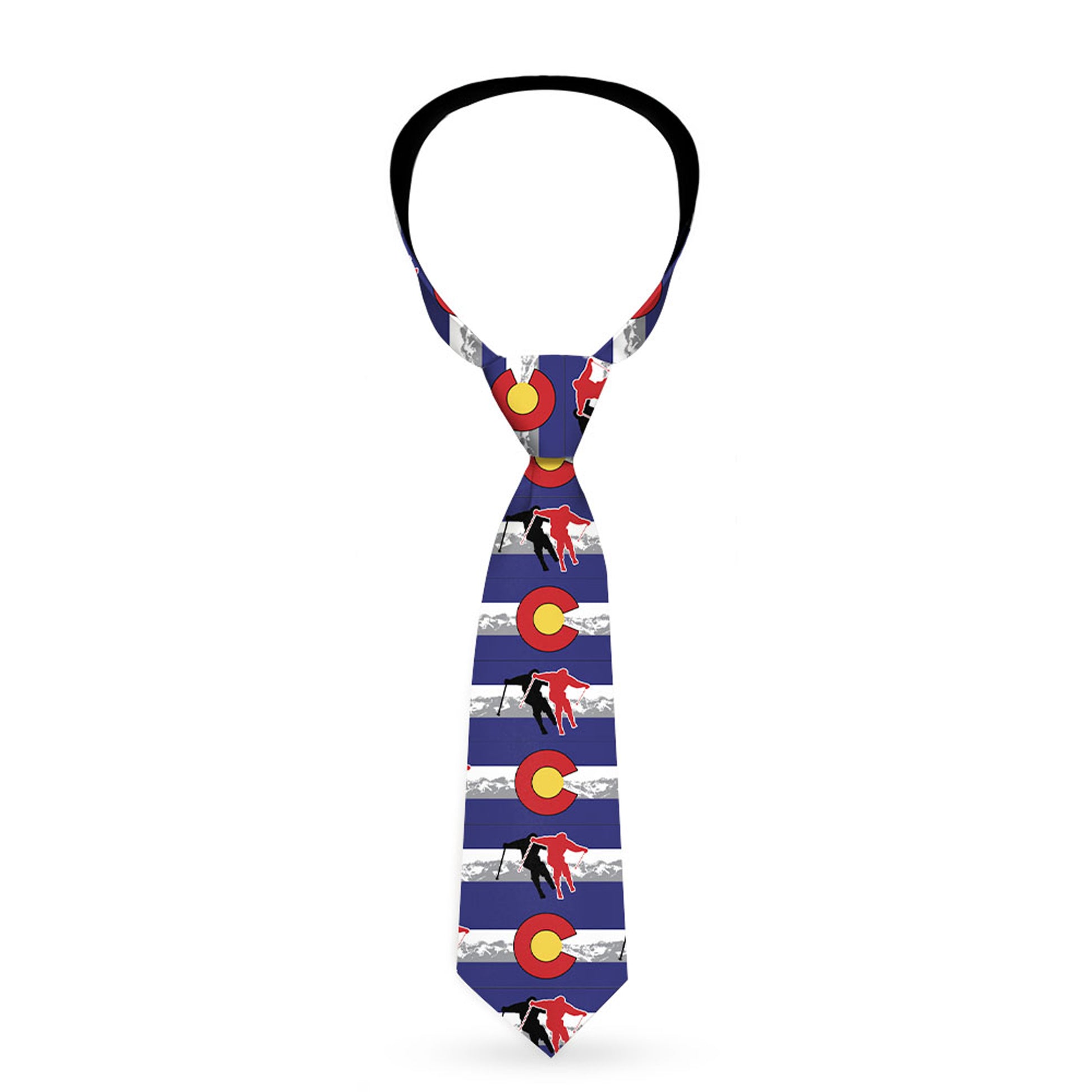 Buckle-Down Necktie - Colorado Skier1 Red/Mountains Neckties Buckle-Down
