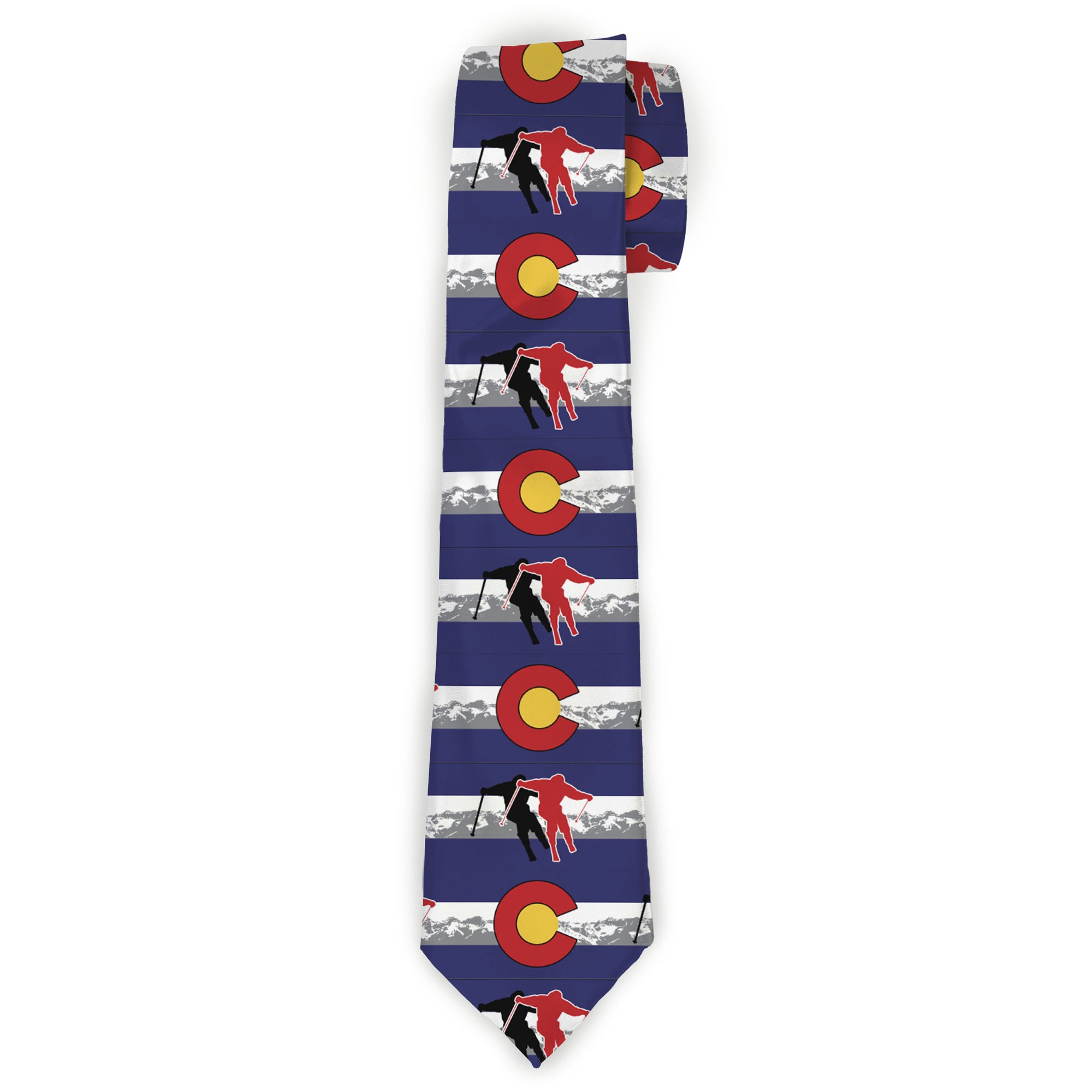 Buckle-Down Necktie - Colorado Skier1 Red/Mountains Neckties Buckle-Down