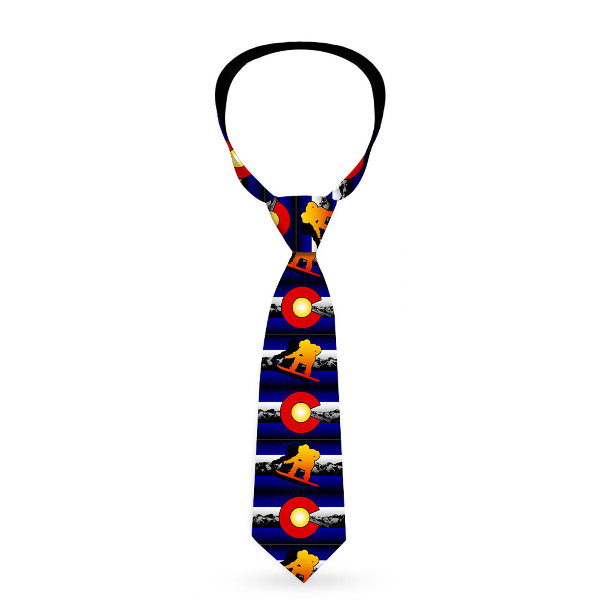 Buckle-Down Necktie - Colorado Snowboarder3 Orange/Mountians Neckties Buckle-Down