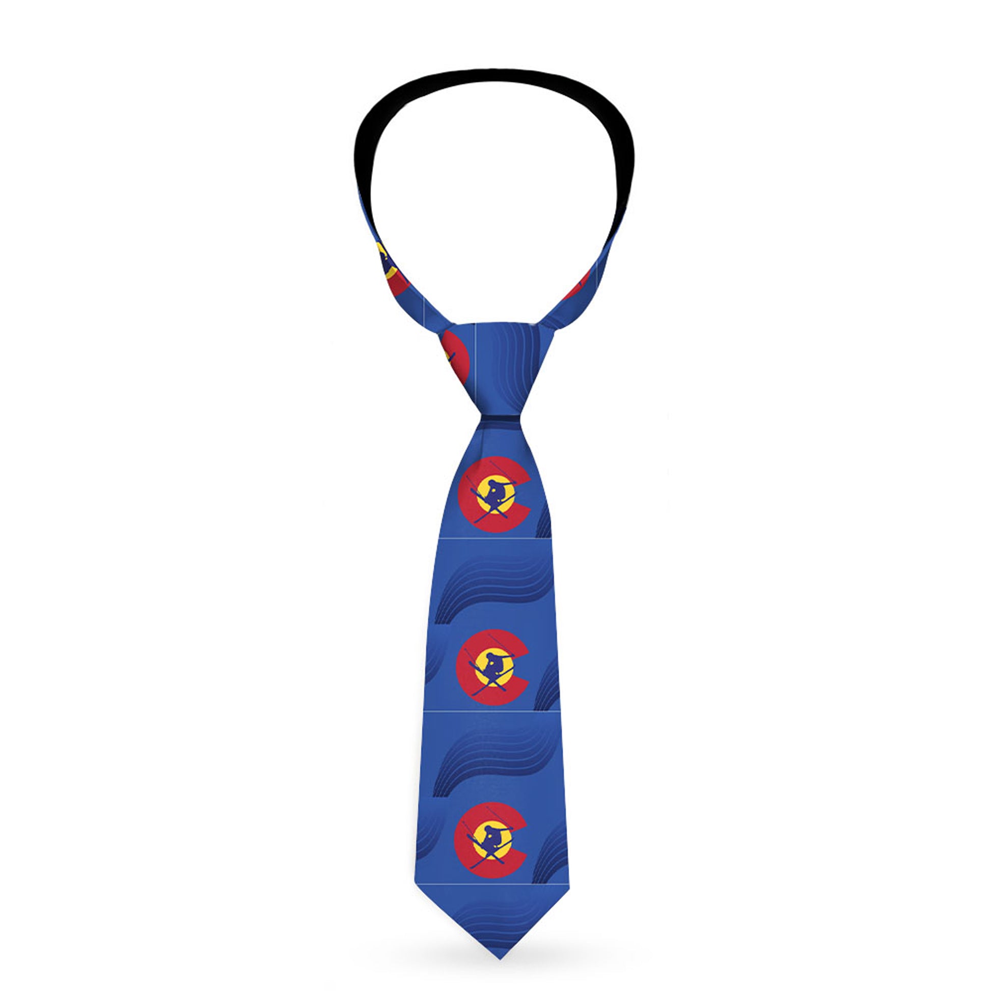 Buckle-Down Necktie - Colorado Skier3 Blues/Red/Yellow Neckties Buckle-Down