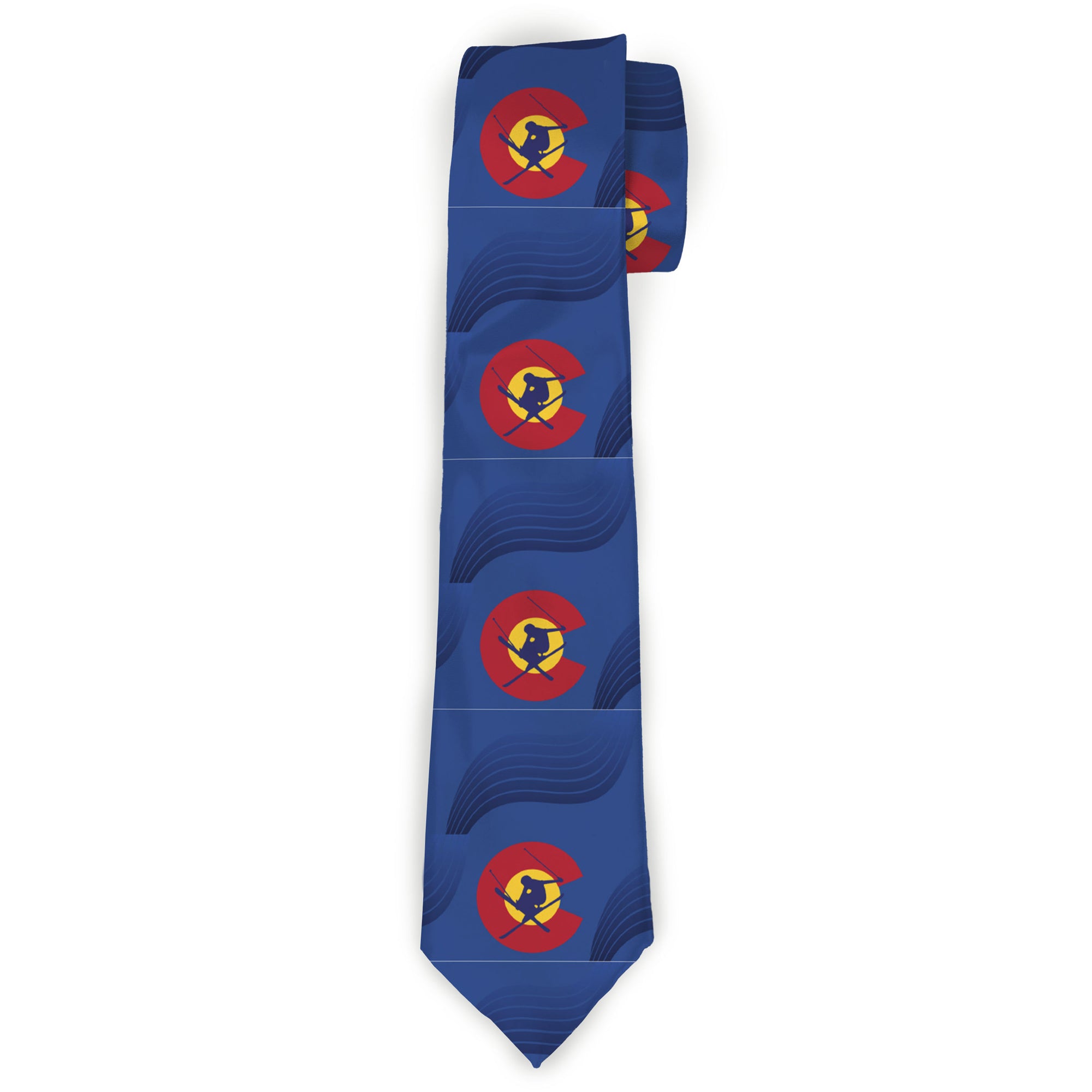 Buckle-Down Necktie - Colorado Skier3 Blues/Red/Yellow Neckties Buckle-Down