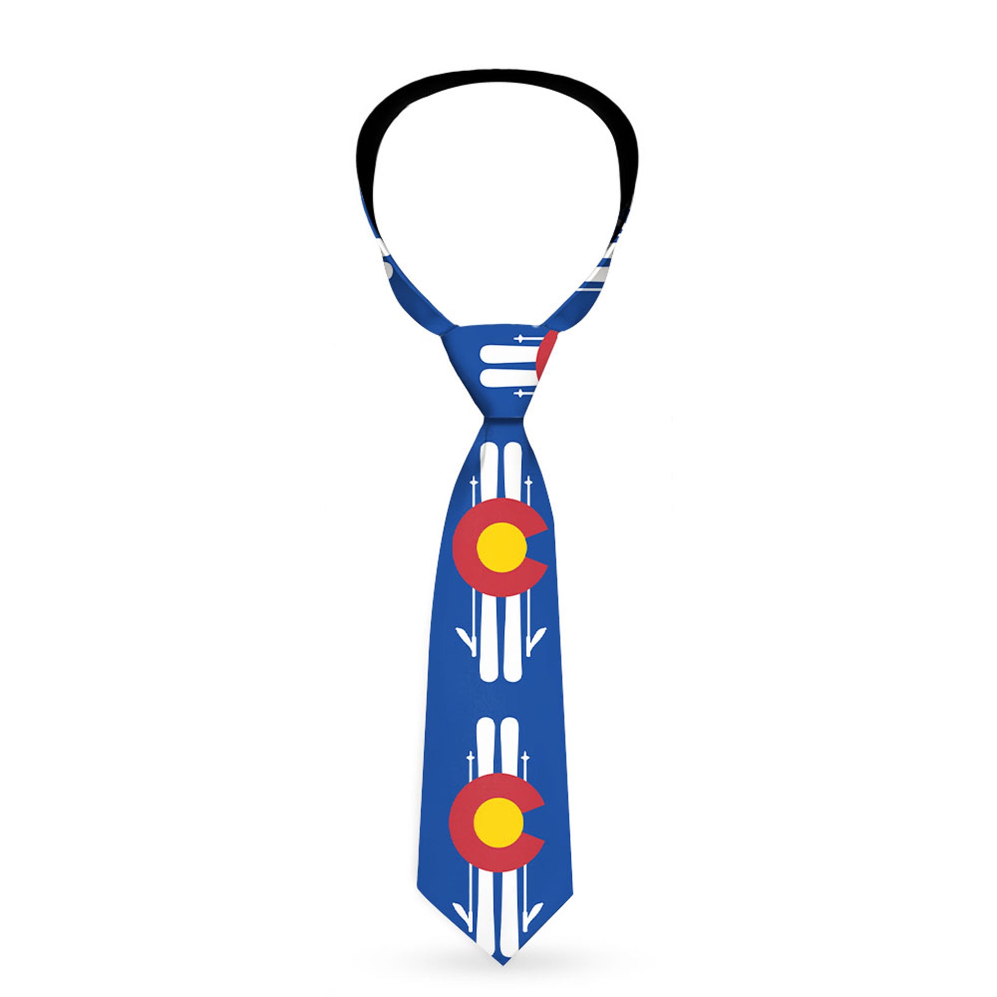 Buckle-Down Necktie - Colorado Logo/Skis Blue/White/Red/Yellow Neckties Buckle-Down