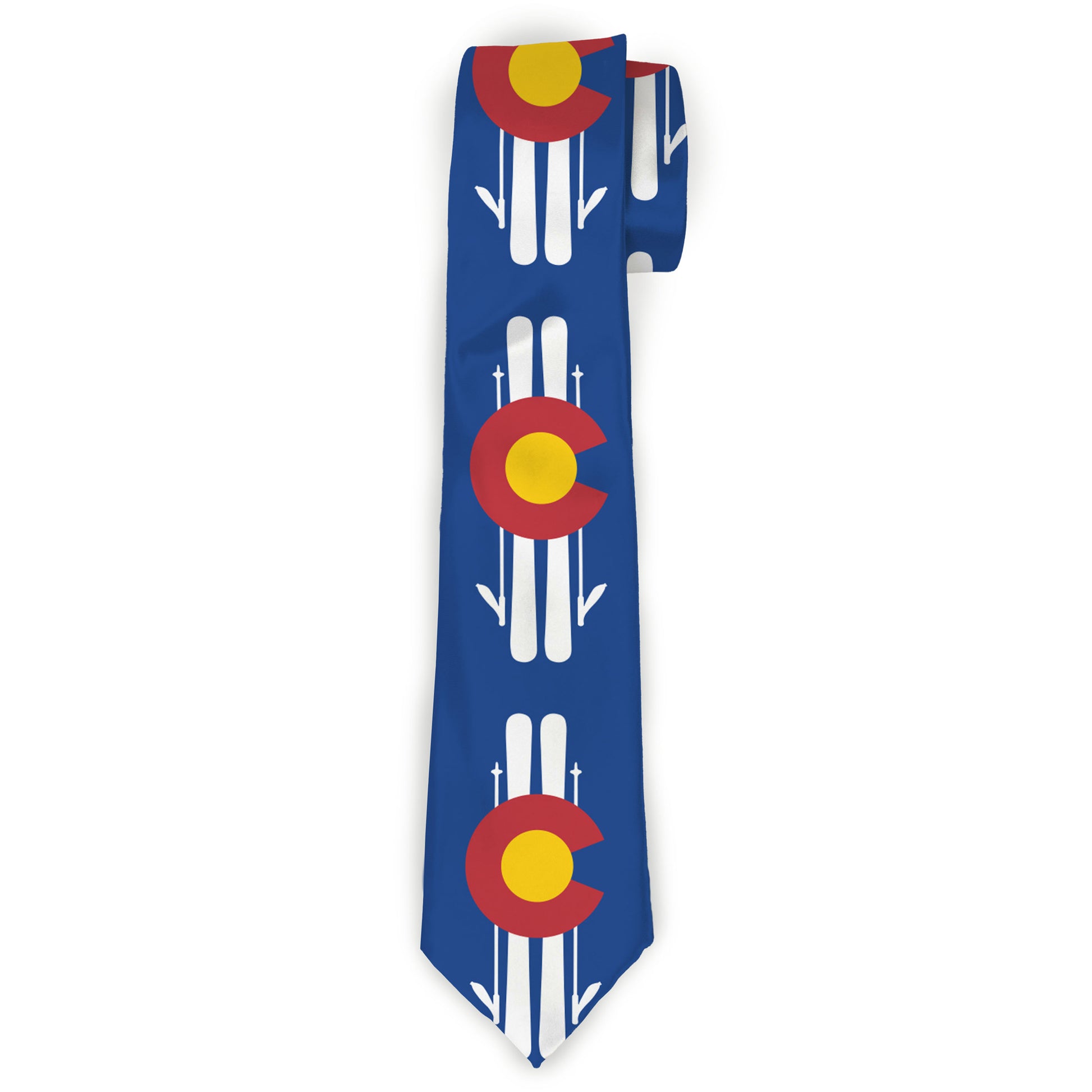 Buckle-Down Necktie - Colorado Logo/Skis Blue/White/Red/Yellow Neckties Buckle-Down