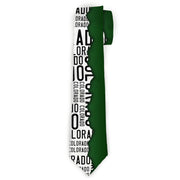 Buckle-Down Necktie - Colorado Mountains Green/White/Black Text Neckties Buckle-Down