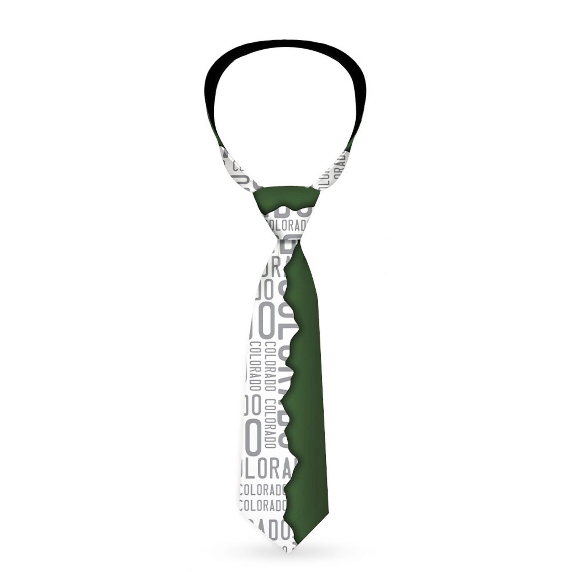 Buckle-Down Necktie - Colorado Mountains Green/White/Gray Text Neckties Buckle-Down