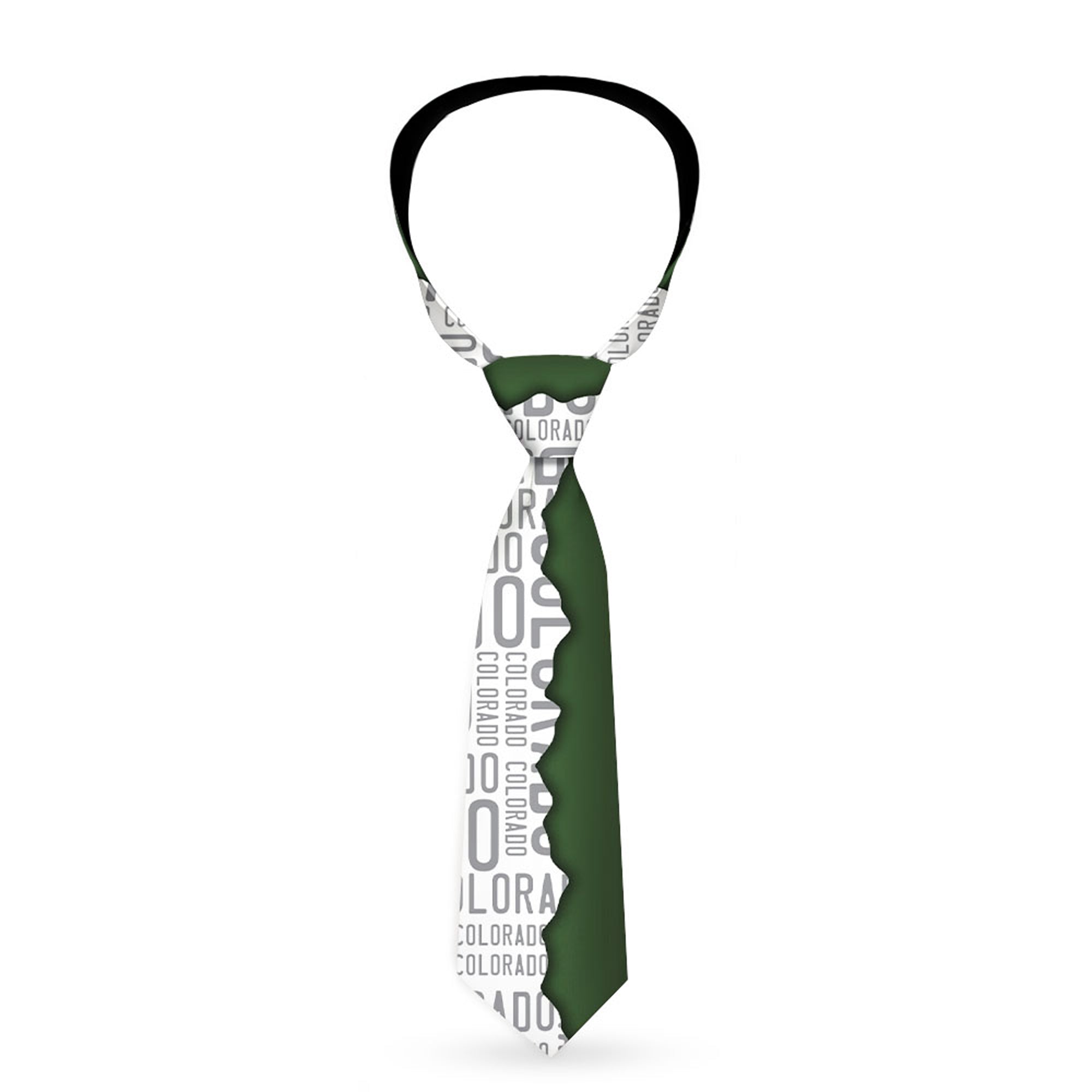 Buckle-Down Necktie - Colorado Mountains Green/White/Gray Text Neckties Buckle-Down