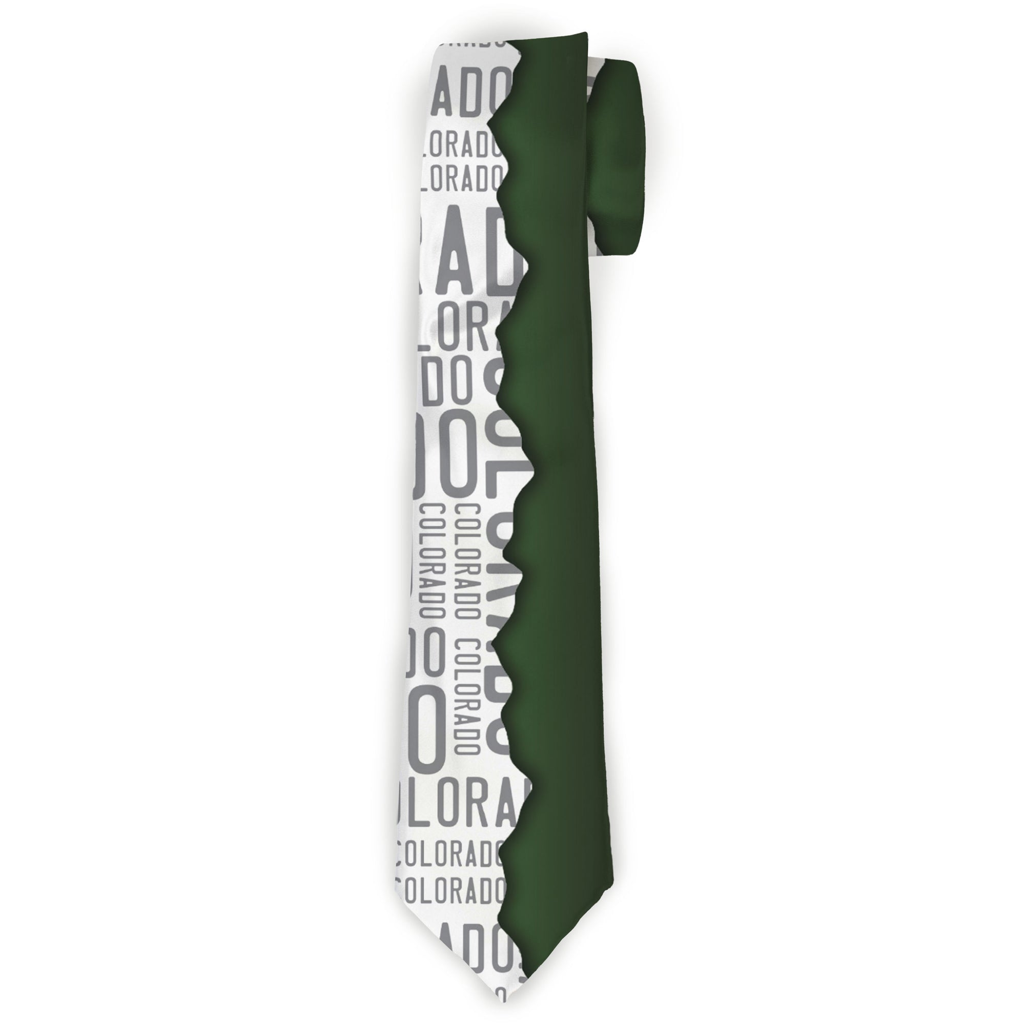Buckle-Down Necktie - Colorado Mountains Green/White/Gray Text Neckties Buckle-Down