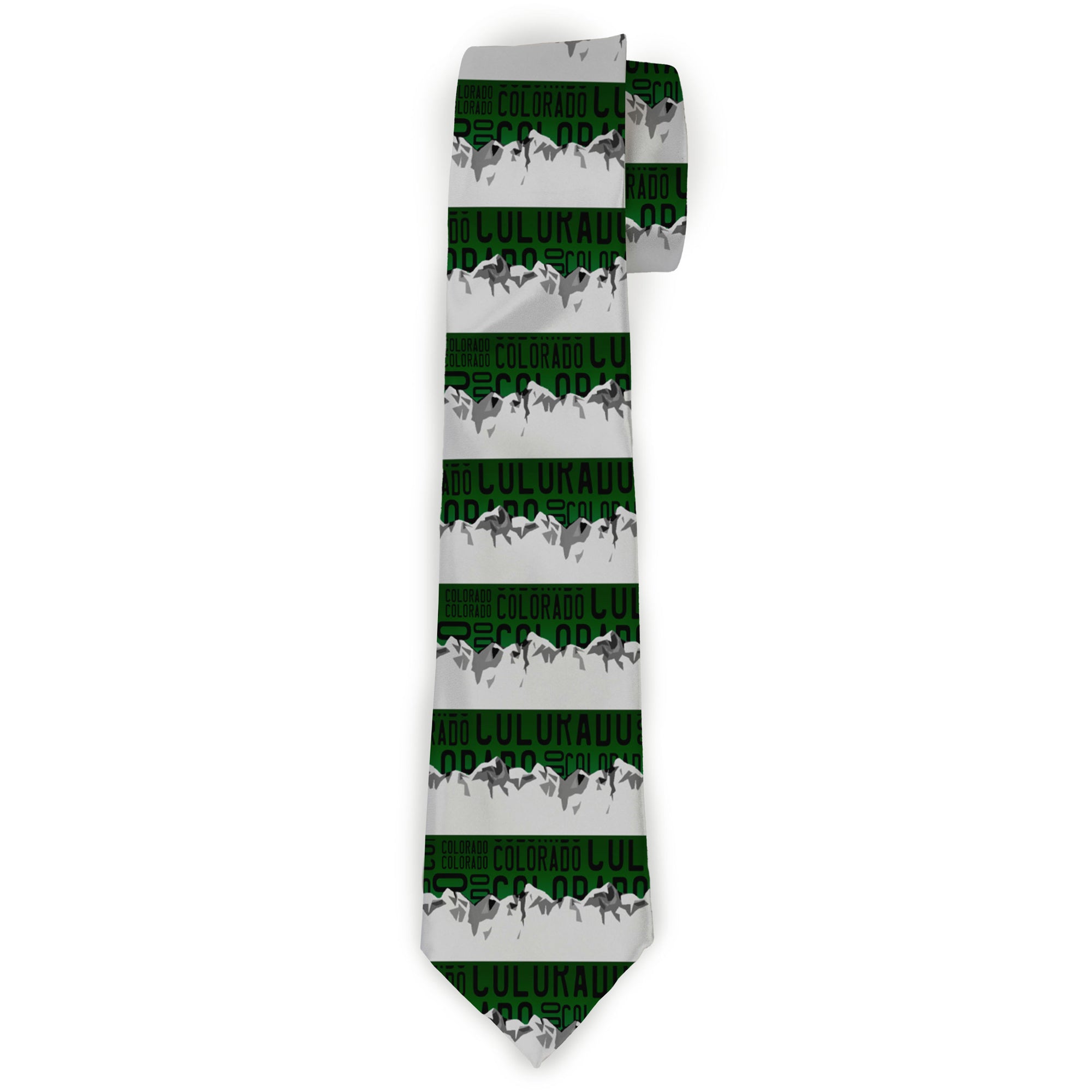 Buckle-Down Necktie - Colorado Mountains Green/Black Text/Grays Neckties Buckle-Down