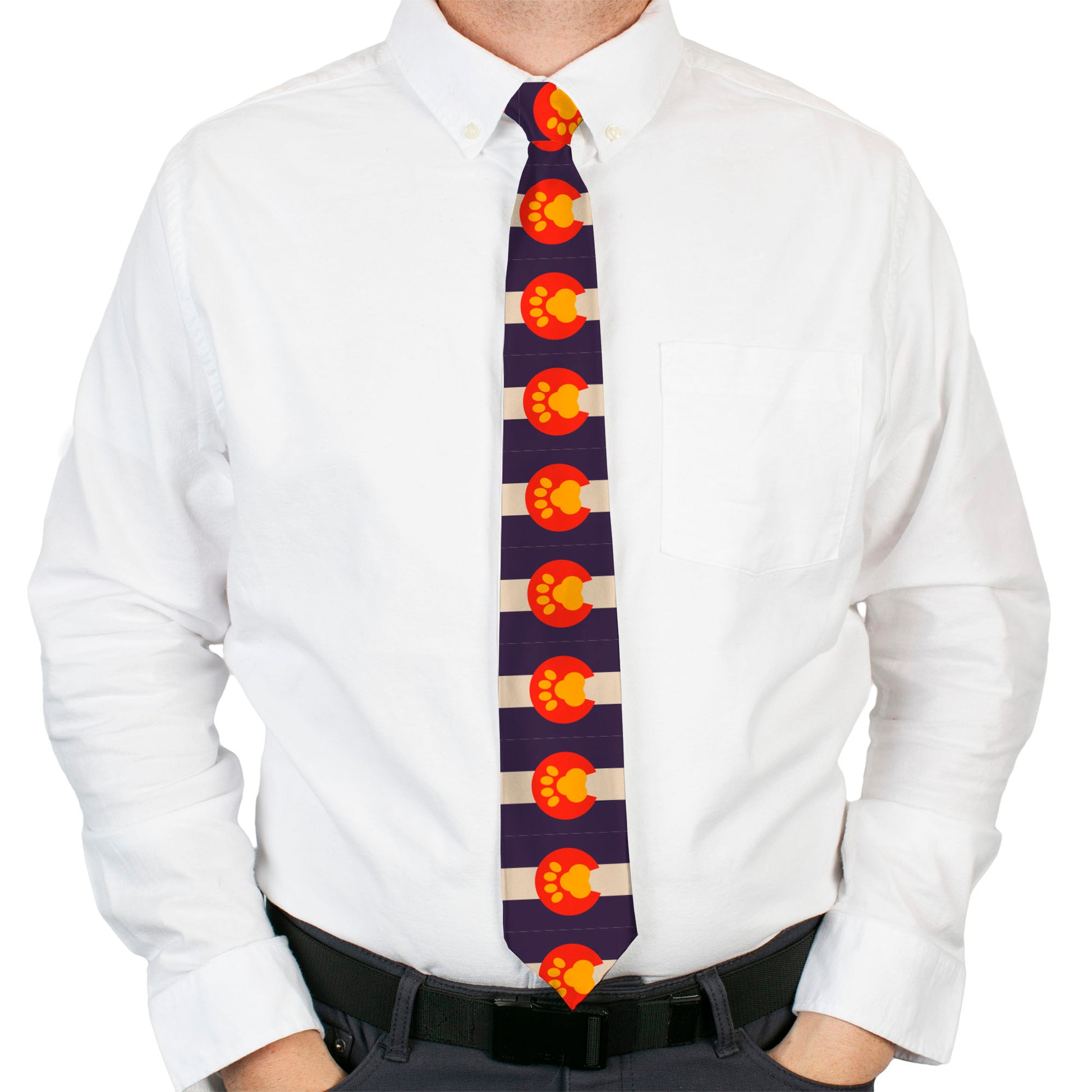 Buckle-Down Necktie - Colorado Flag/Paw Print Neckties Buckle-Down