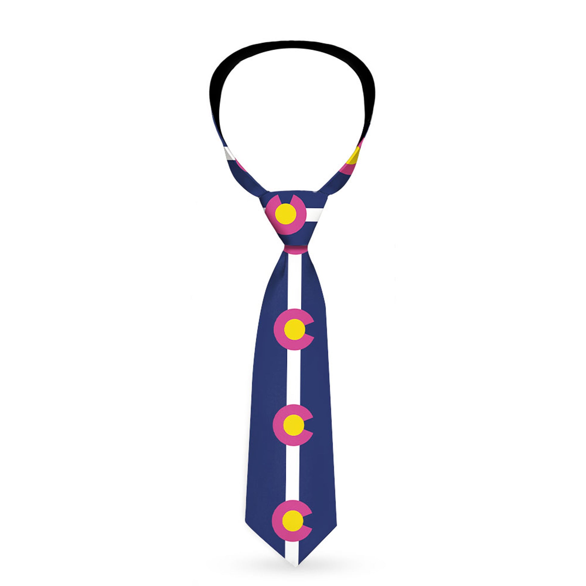 Buckle-Down Necktie - Colorado Flags6 Repeat Blue/White/Pink/Yellow Neckties Buckle-Down