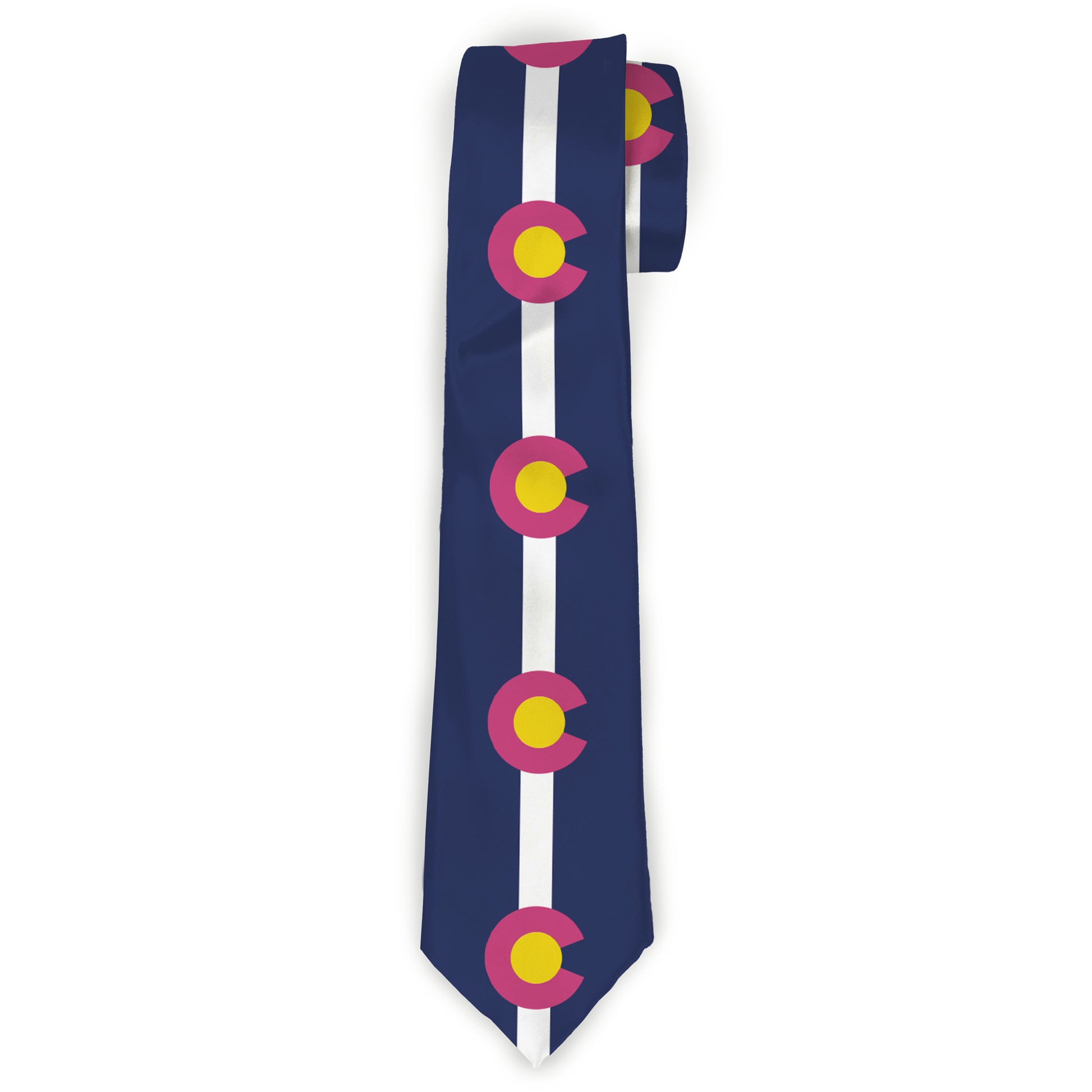 Buckle-Down Necktie - Colorado Flags6 Repeat Blue/White/Pink/Yellow Neckties Buckle-Down