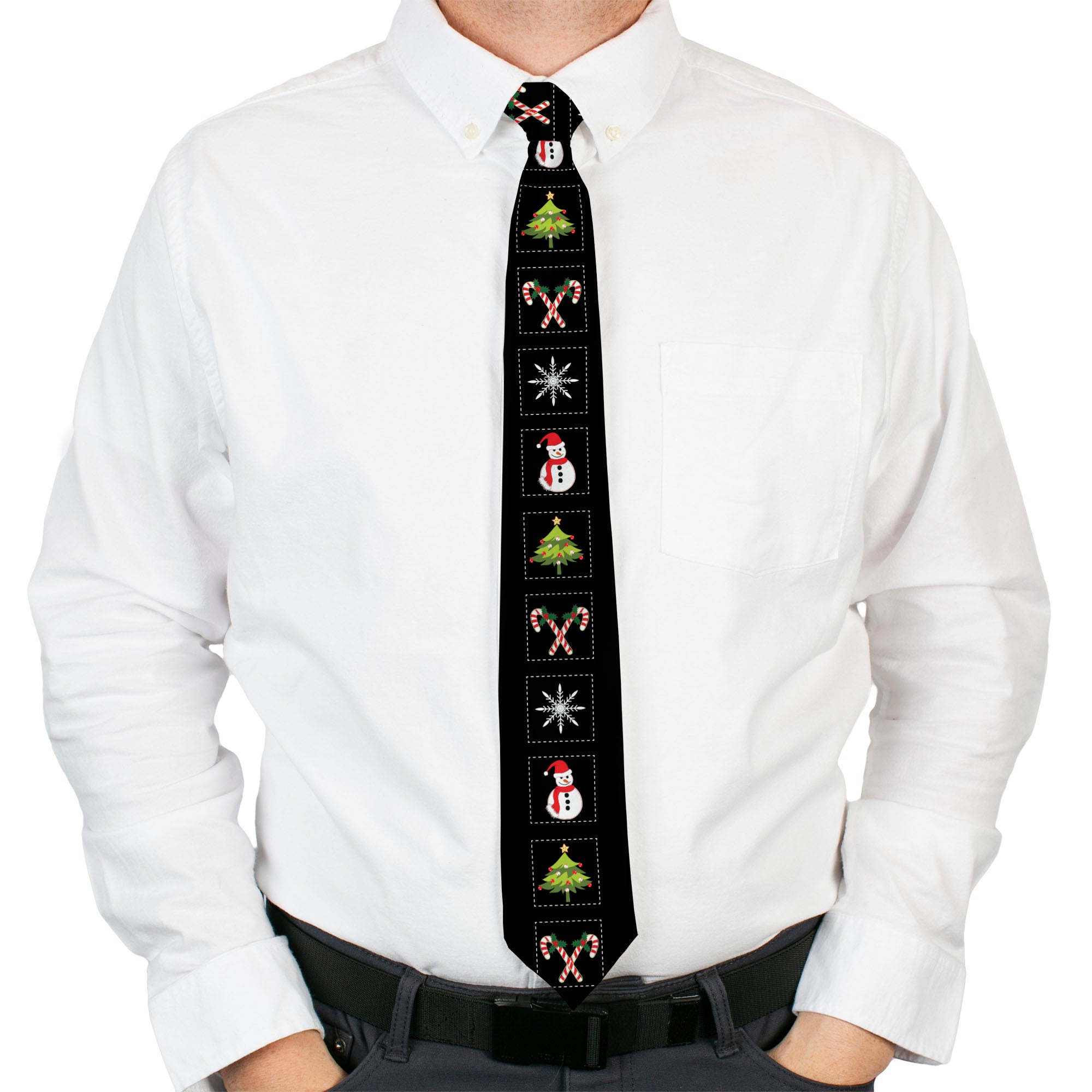 Buckle-Down Necktie - Christmas Blocks Black/White/Multi Color Neckties Buckle-Down