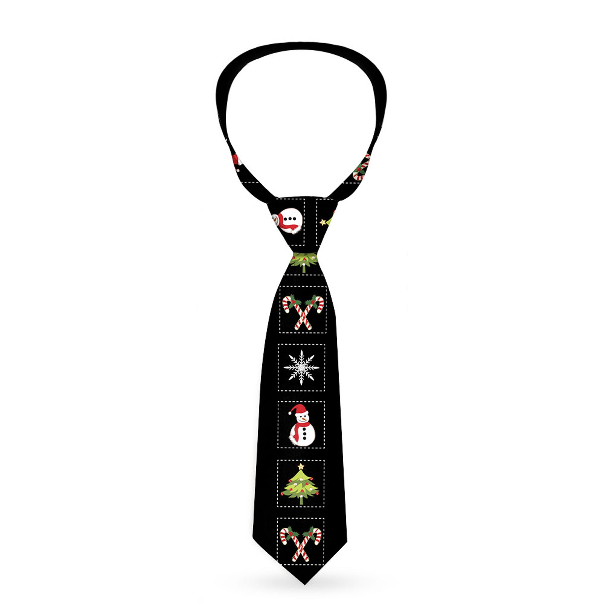 Buckle-Down Necktie - Christmas Blocks Black/White/Multi Color Neckties Buckle-Down