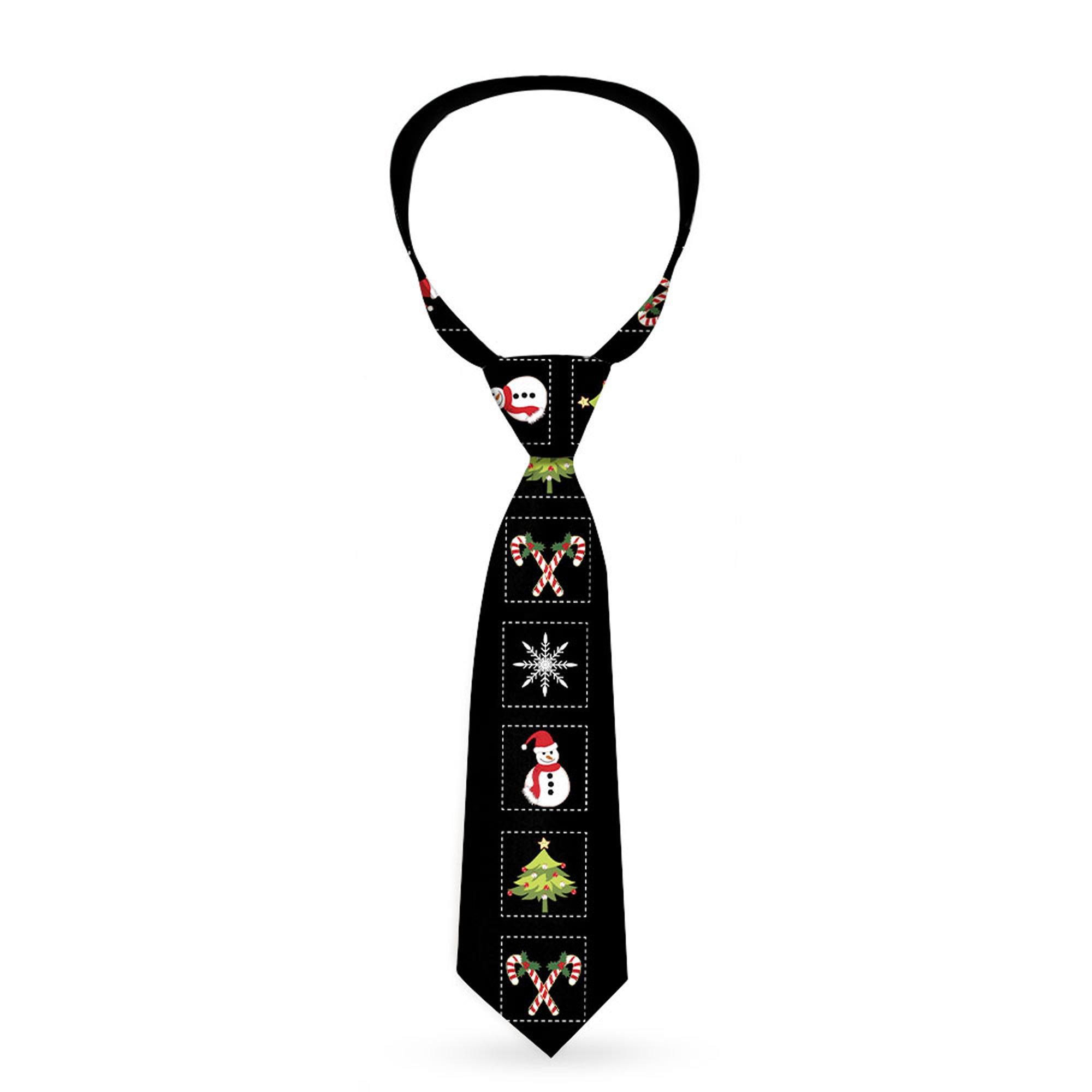 Buckle-Down Necktie - Christmas Blocks Black/White/Multi Color Neckties Buckle-Down