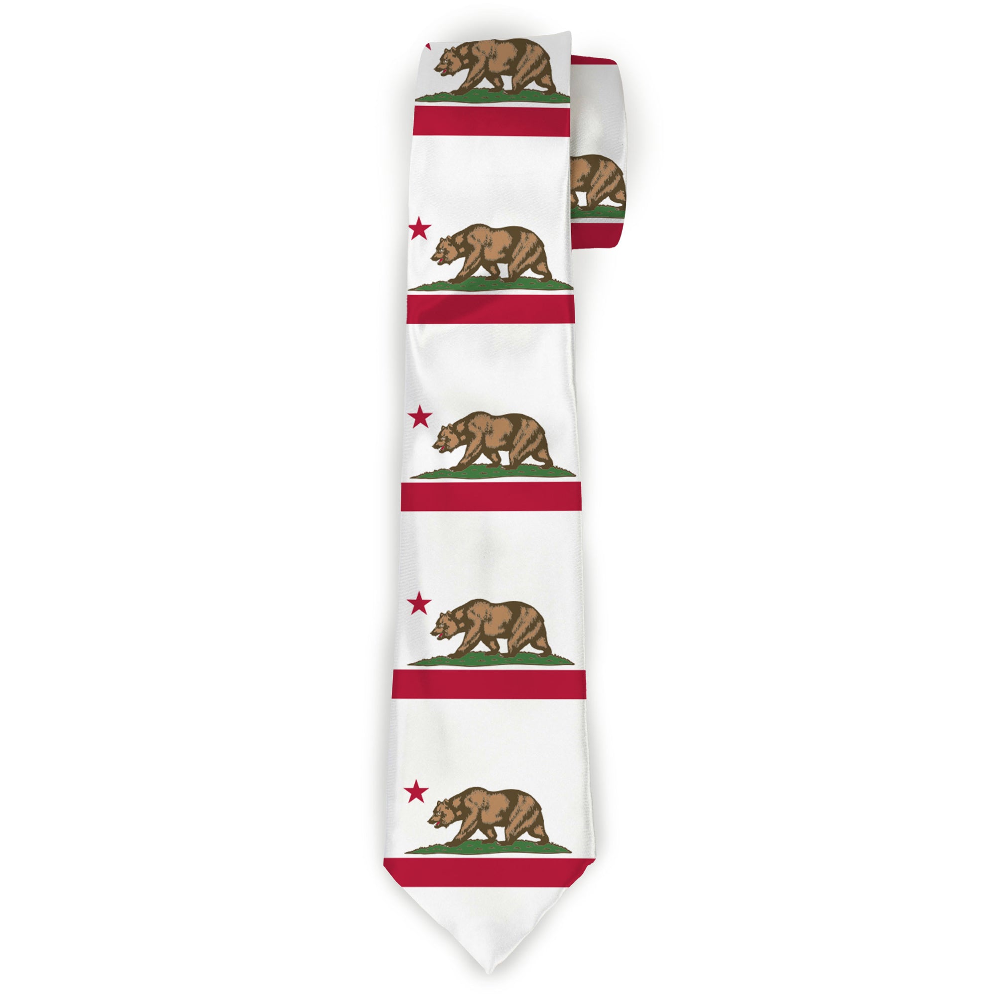 Buckle-Down Necktie - California Flag White w/Stripe Neckties Buckle-Down