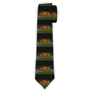Buckle-Down Necktie - Cali Bear/Star/US Flag Stretch Black/White/Red Neckties Buckle-Down