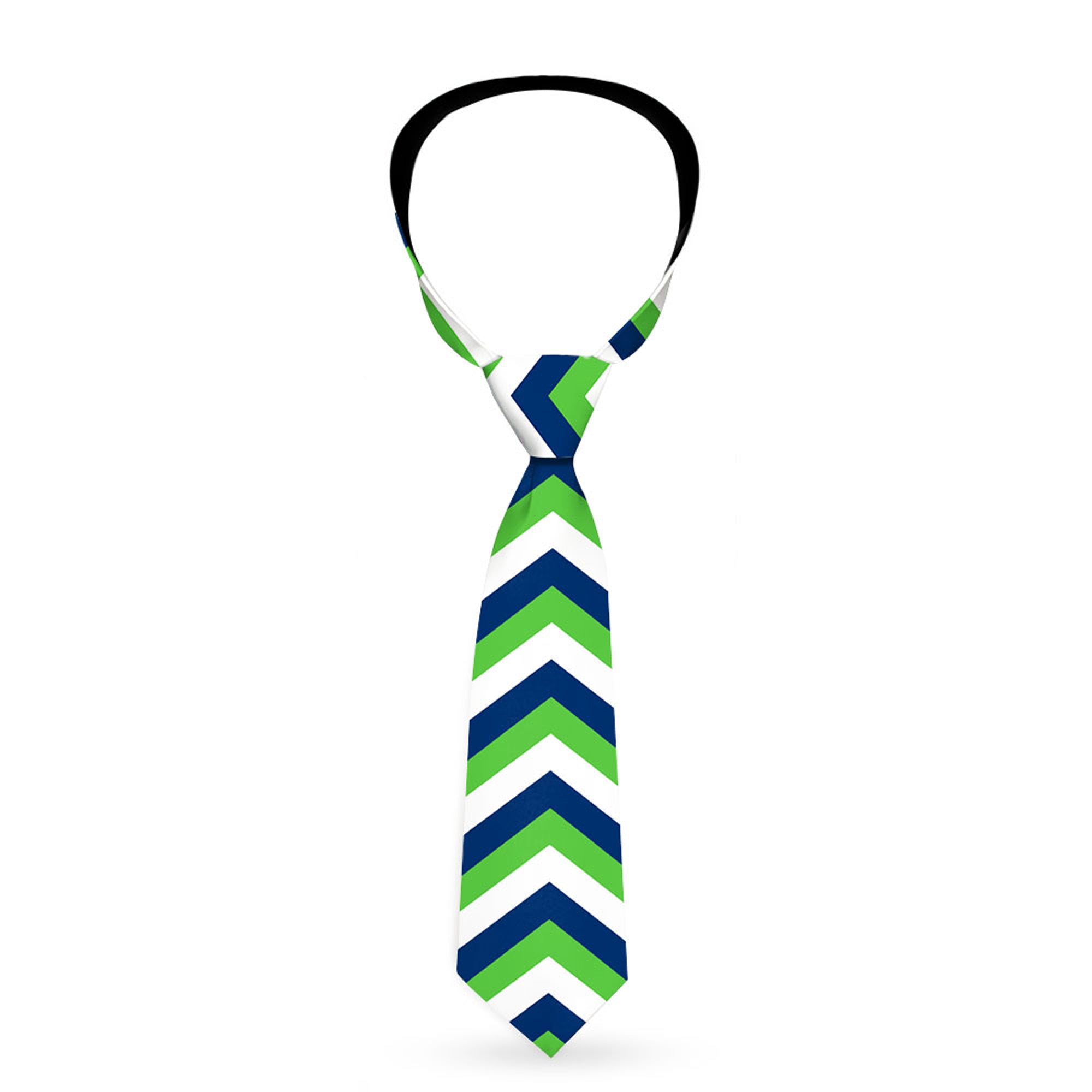 Buckle-Down Necktie - Chevron White/Bright Green/Navy Neckties Buckle-Down