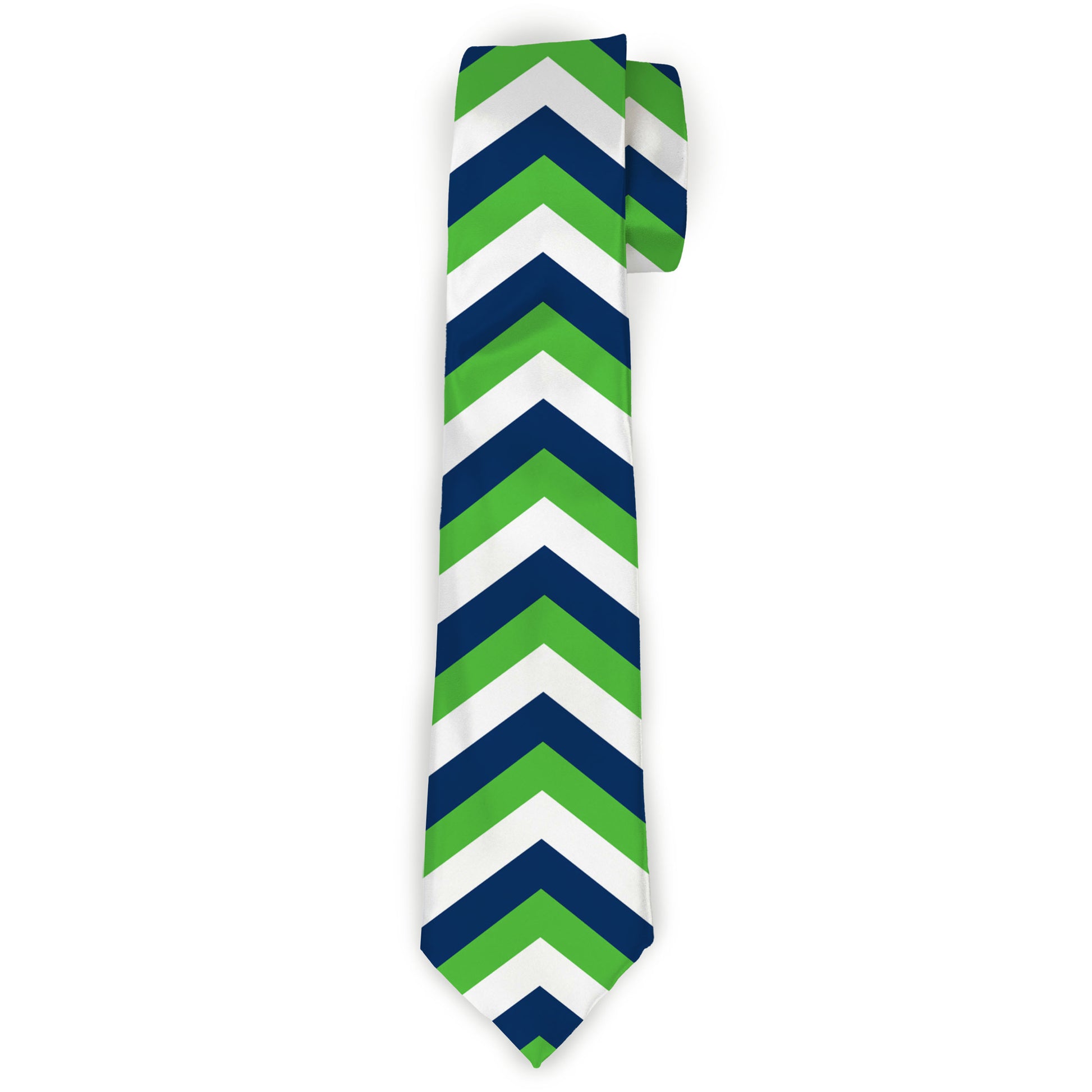 Buckle-Down Necktie - Chevron White/Bright Green/Navy Neckties Buckle-Down