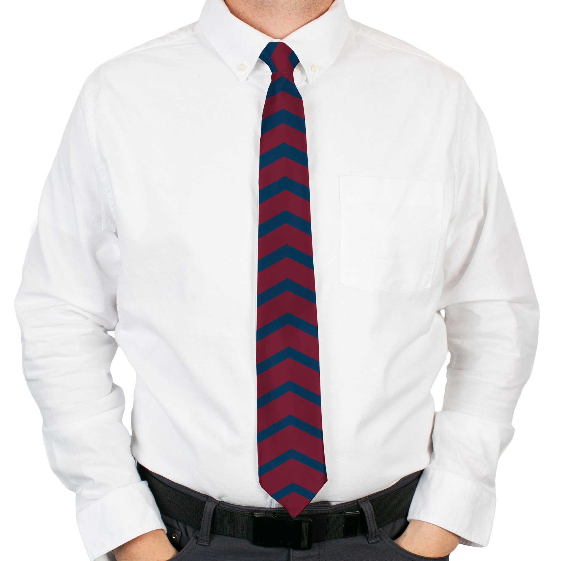 Buckle-Down Necktie - Chevron2 Red/Navy Neckties Buckle-Down
