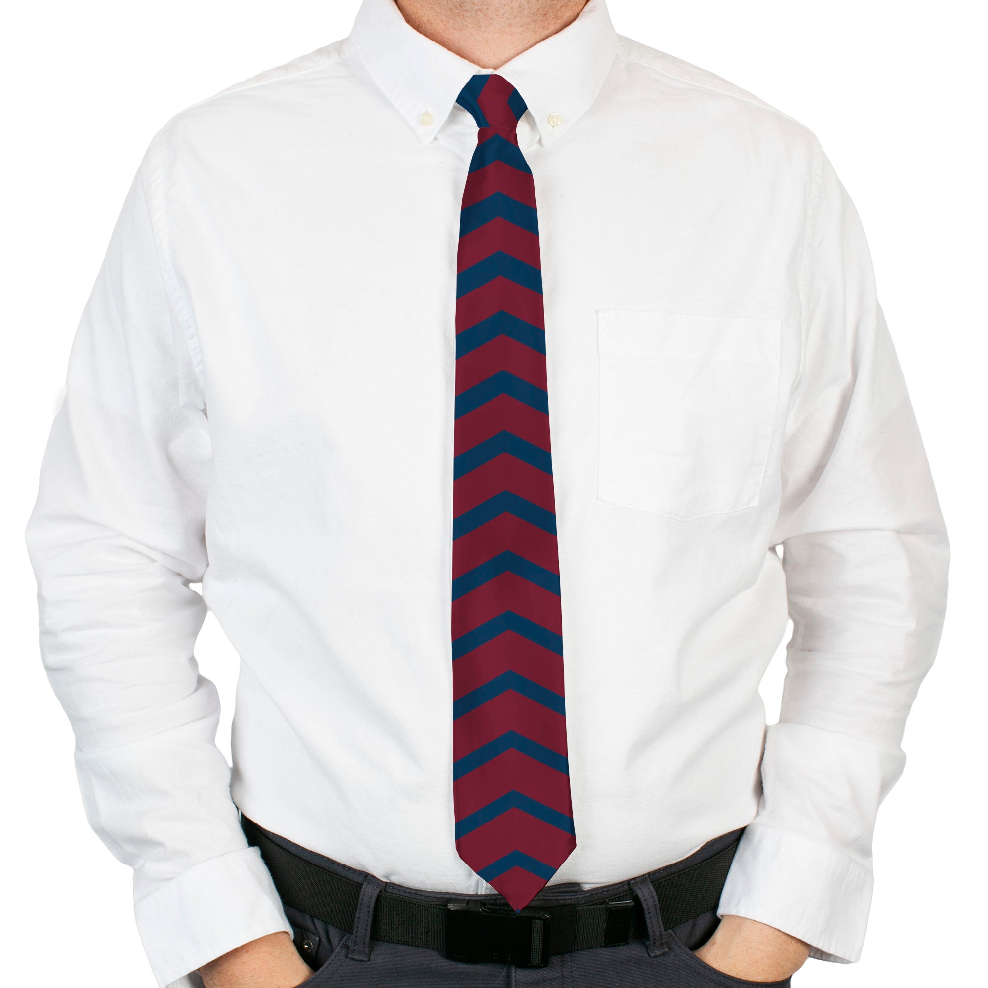 Buckle-Down Necktie - Chevron2 Red/Navy Neckties Buckle-Down
