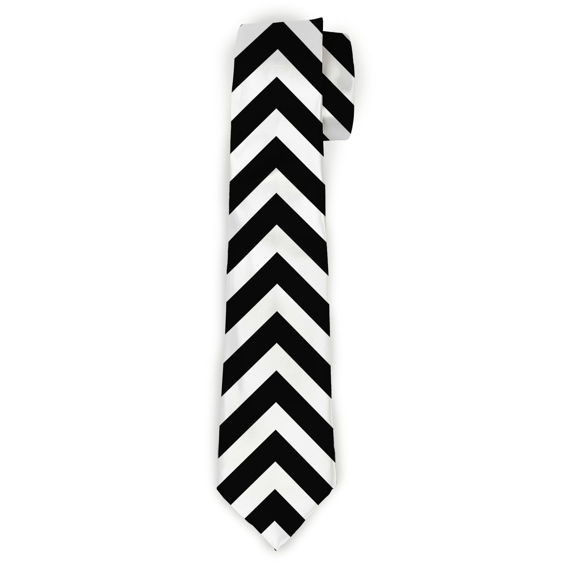 Buckle-Down Necktie - Chevron3 White/Black Neckties Buckle-Down