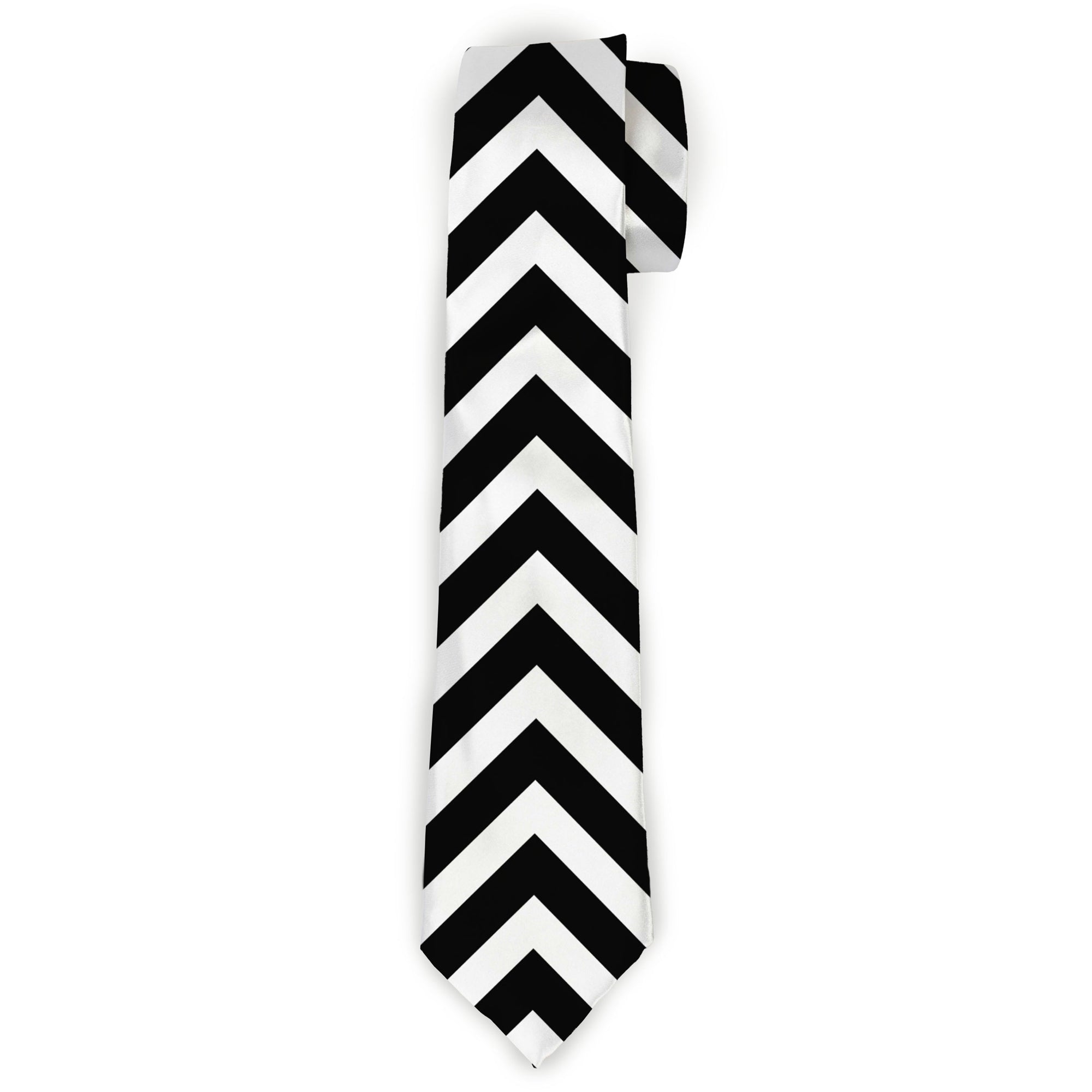 Buckle-Down Necktie - Chevron3 White/Black Neckties Buckle-Down