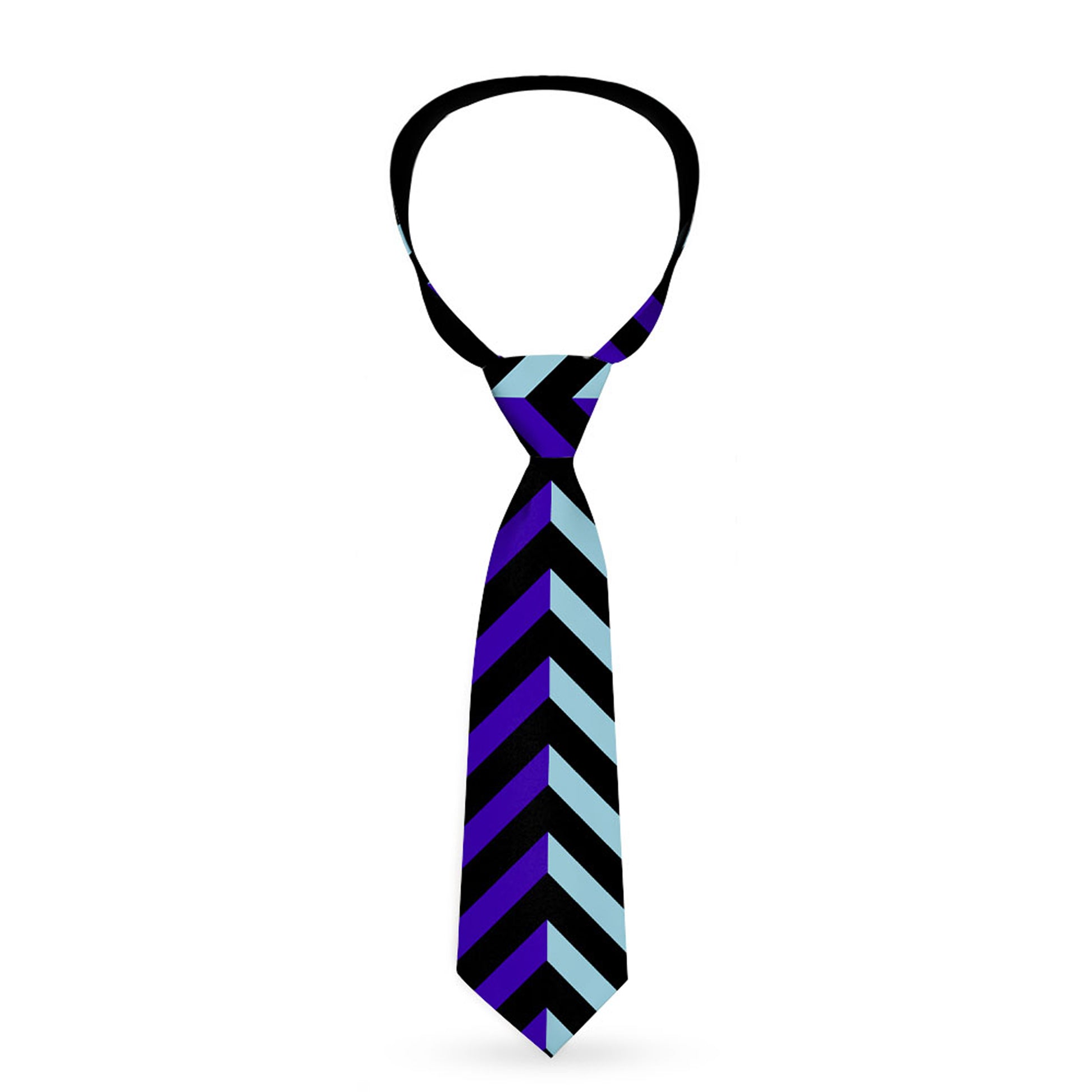 Buckle-Down Necktie - Chevron3 Split Turquoise/Purple/Black Neckties Buckle-Down