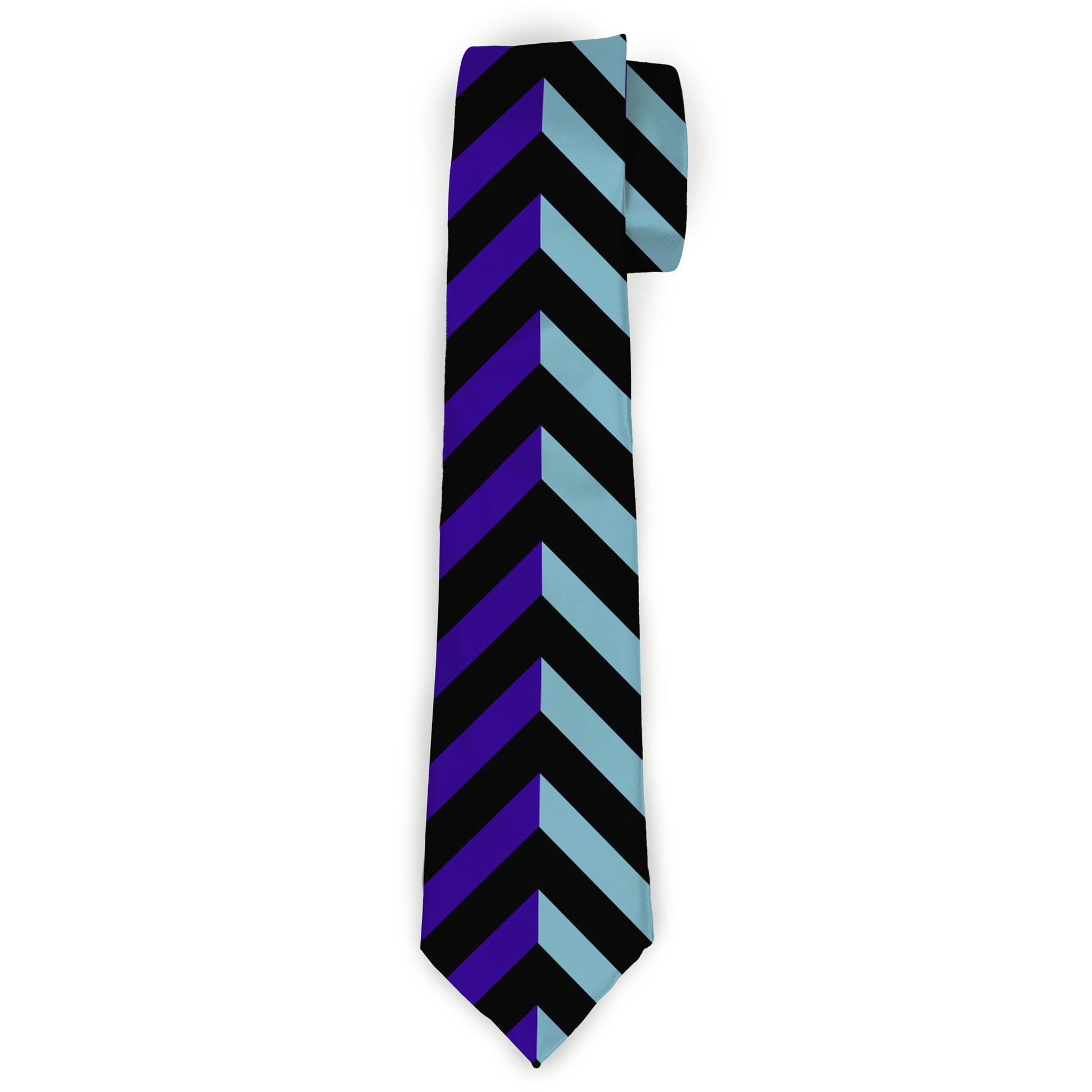 Buckle-Down Necktie - Chevron3 Split Turquoise/Purple/Black Neckties Buckle-Down
